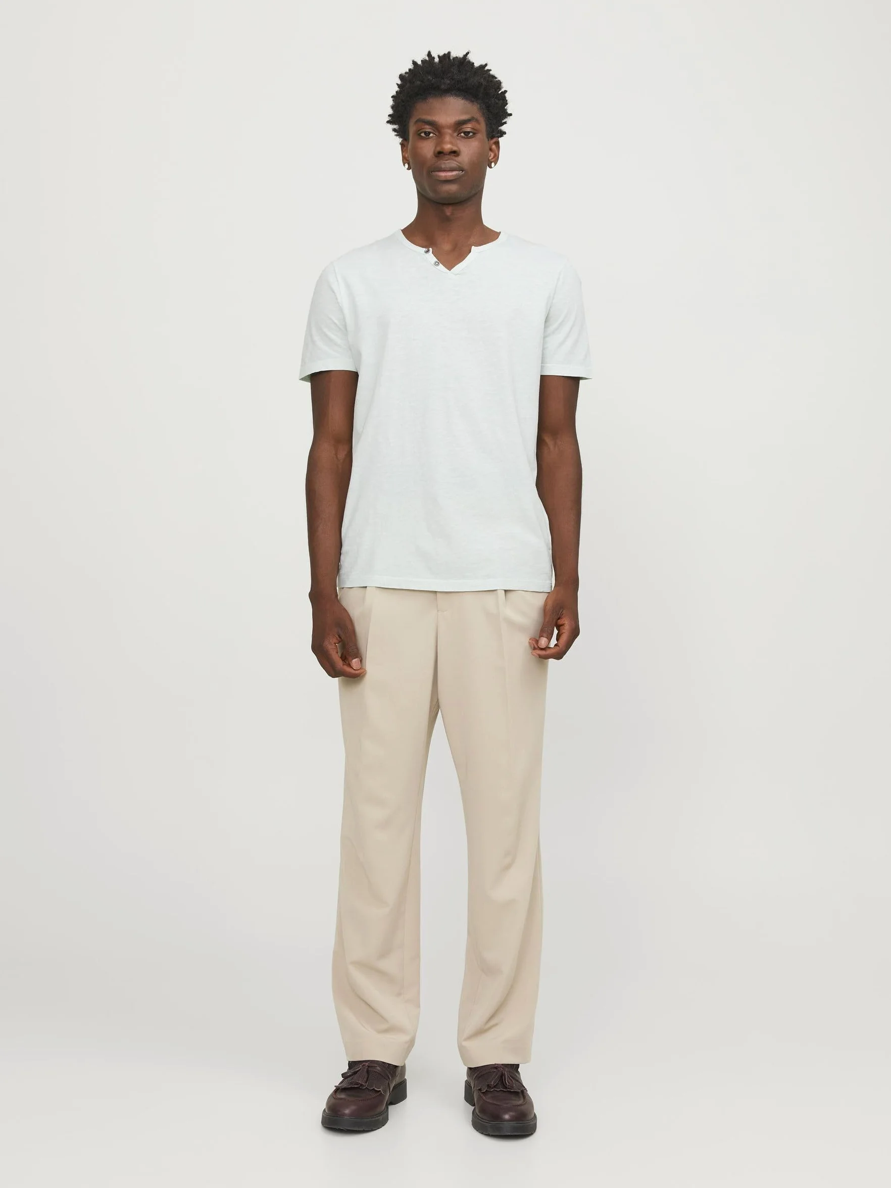JACK & JONES T-Shirt Melange Split Neck