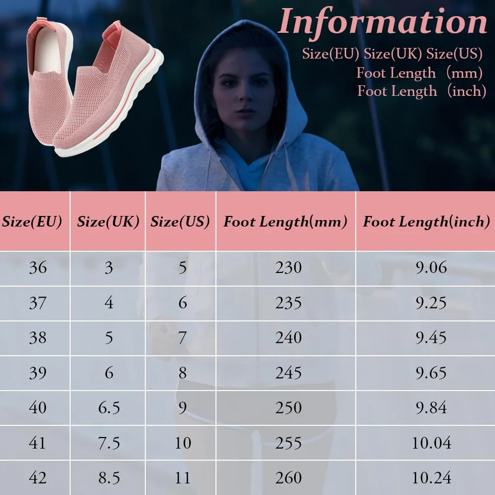 OFFCUP Zapatillas Sin Cordones para Mujer Ortopédicas Transpirables Rosado 38EU