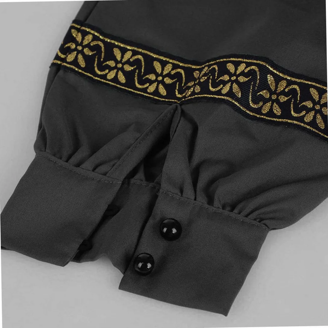 Vestido Musulmán Mujer Túnica Oración Lisa Ropa Islámica Estampada Ramadán Jilbab Negro M