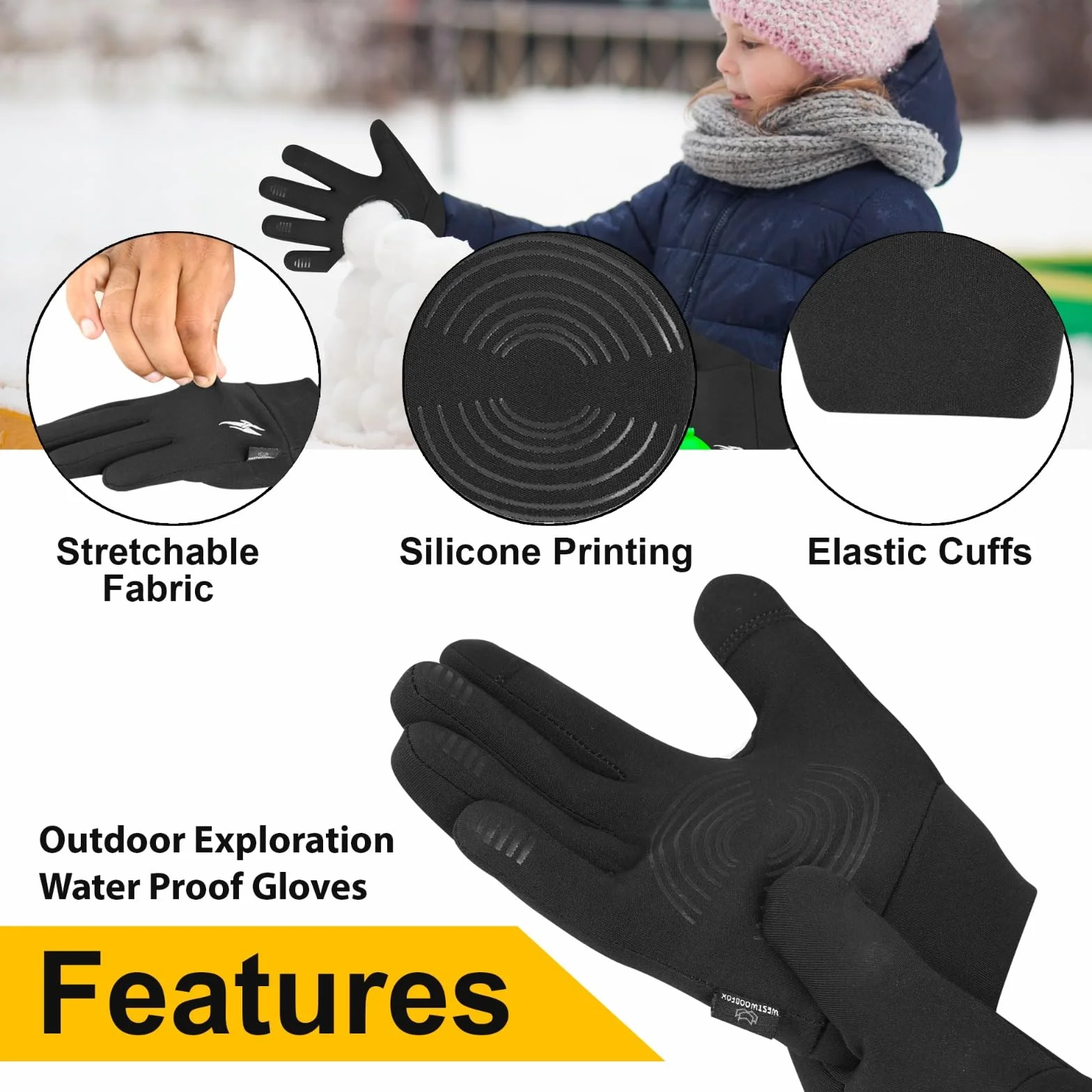 WESTWOOD FOX Guantes de invierno niños antideslizantes térmicos pantalla táctil