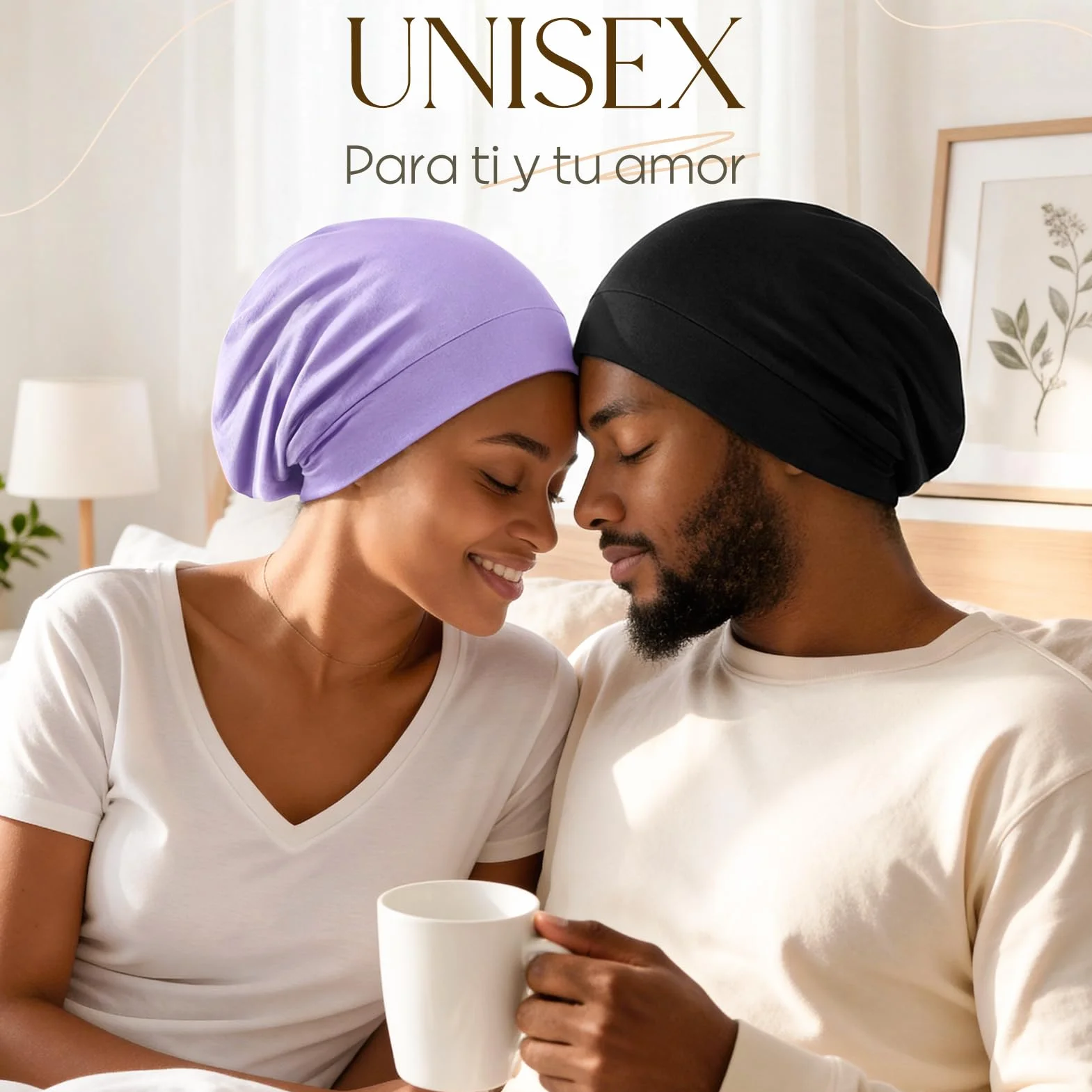 Gorro de Dormir de Bambú Ajustable Antifrizz para Hombre y Mujer, Slouchy Beanie Suave y Transpirable