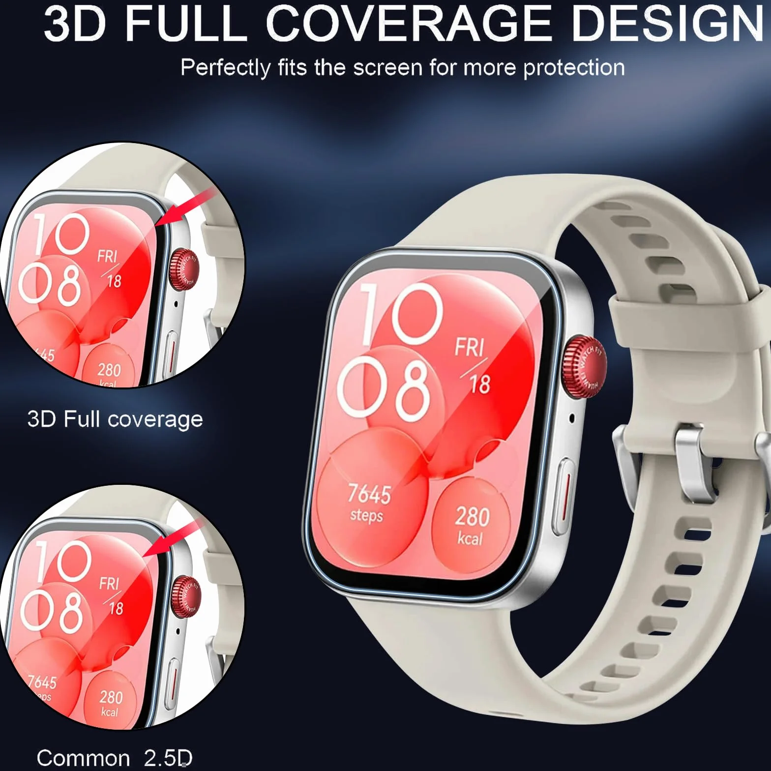 Protector de Pantalla para Huawei Watch Fit 3, Película de TPU Suave HD Transparente, 4 Pack