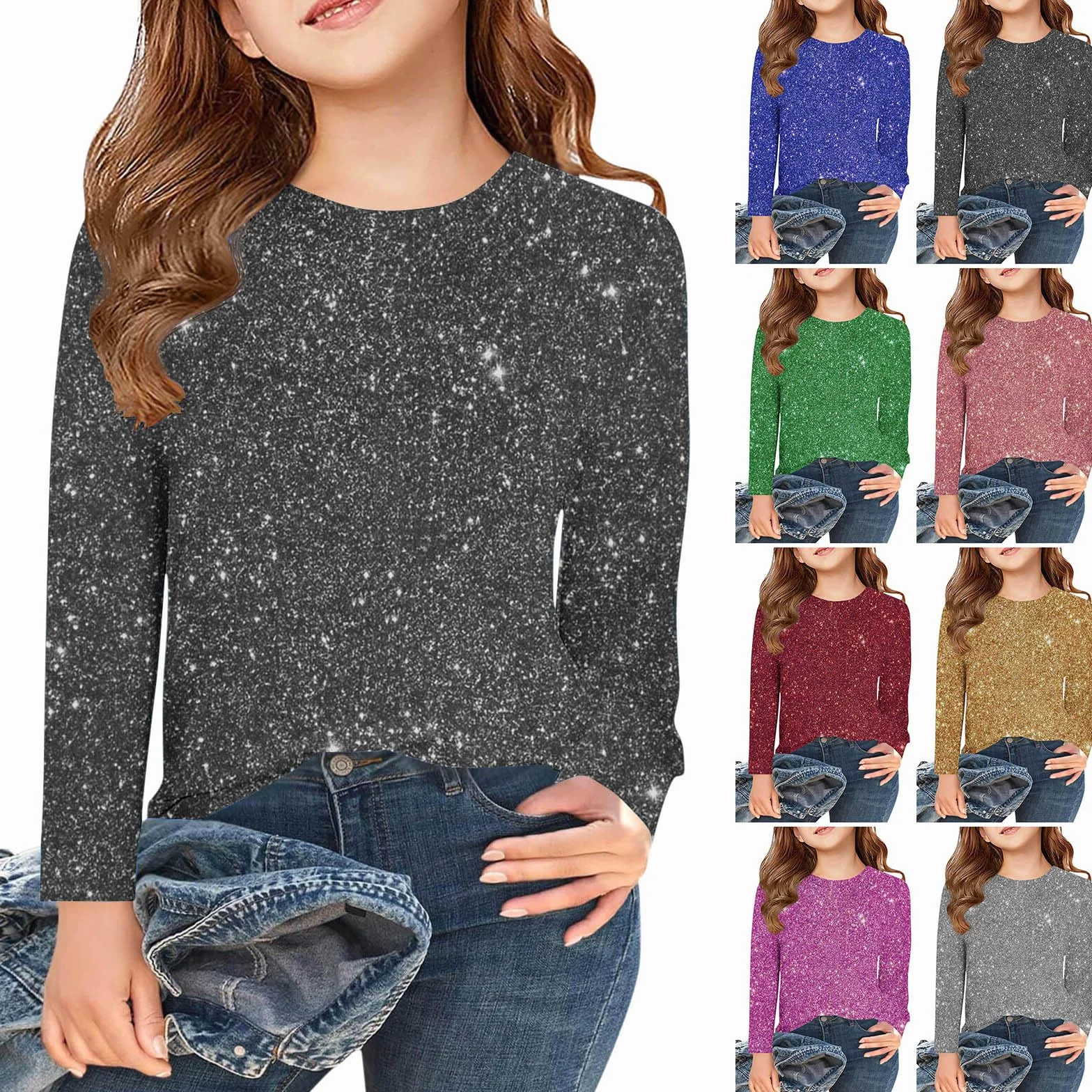 Ybing Jersey para niña, divertido, novedoso, estampado 3D, camiseta de manga larga, cuello redondo, blusa delgada, jersey ligero, camiseta clásica de manga larga, camiseta básica, túnica, algodón,
