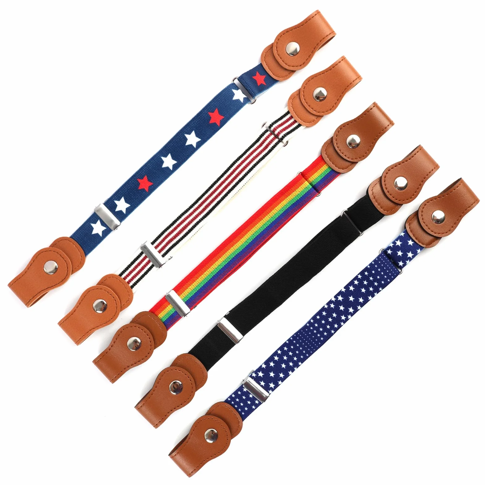 Cinturón elástico para niños ajustable 35-48 cm 5 piezas sin hebilla