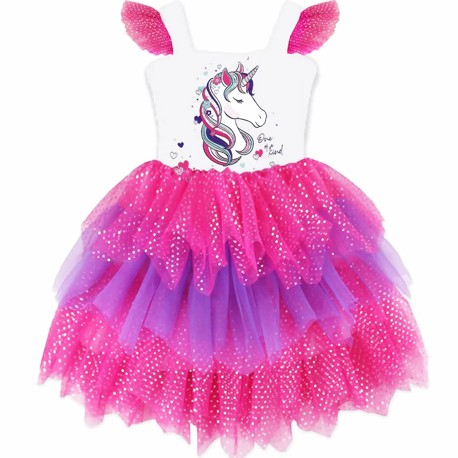 DXTON Vestido de Unicornio para Niñas Ropa de Fiesta 2-8 Años