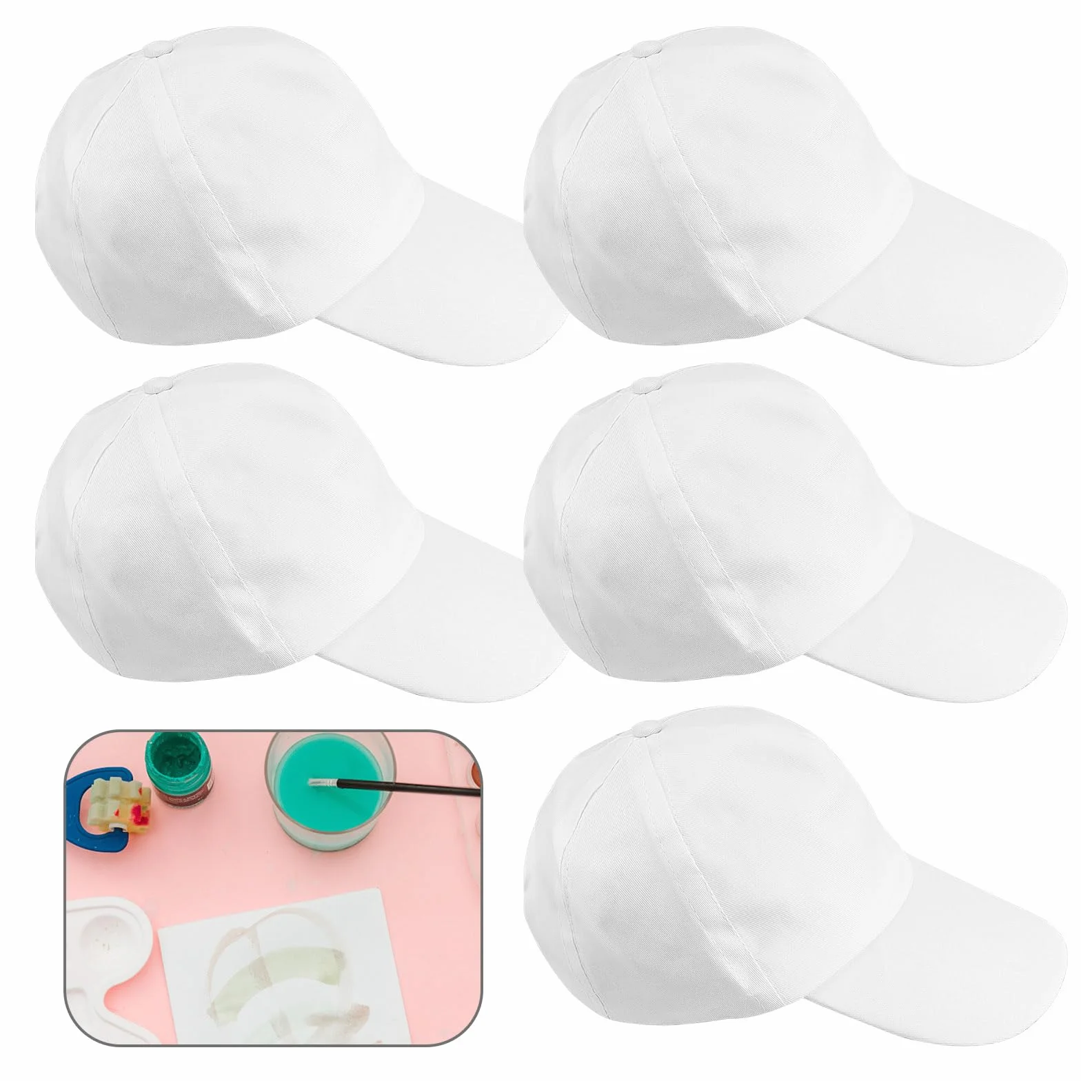 HASLED Gorra de béisbol 5 piezas blanca para hombre visera ajustable