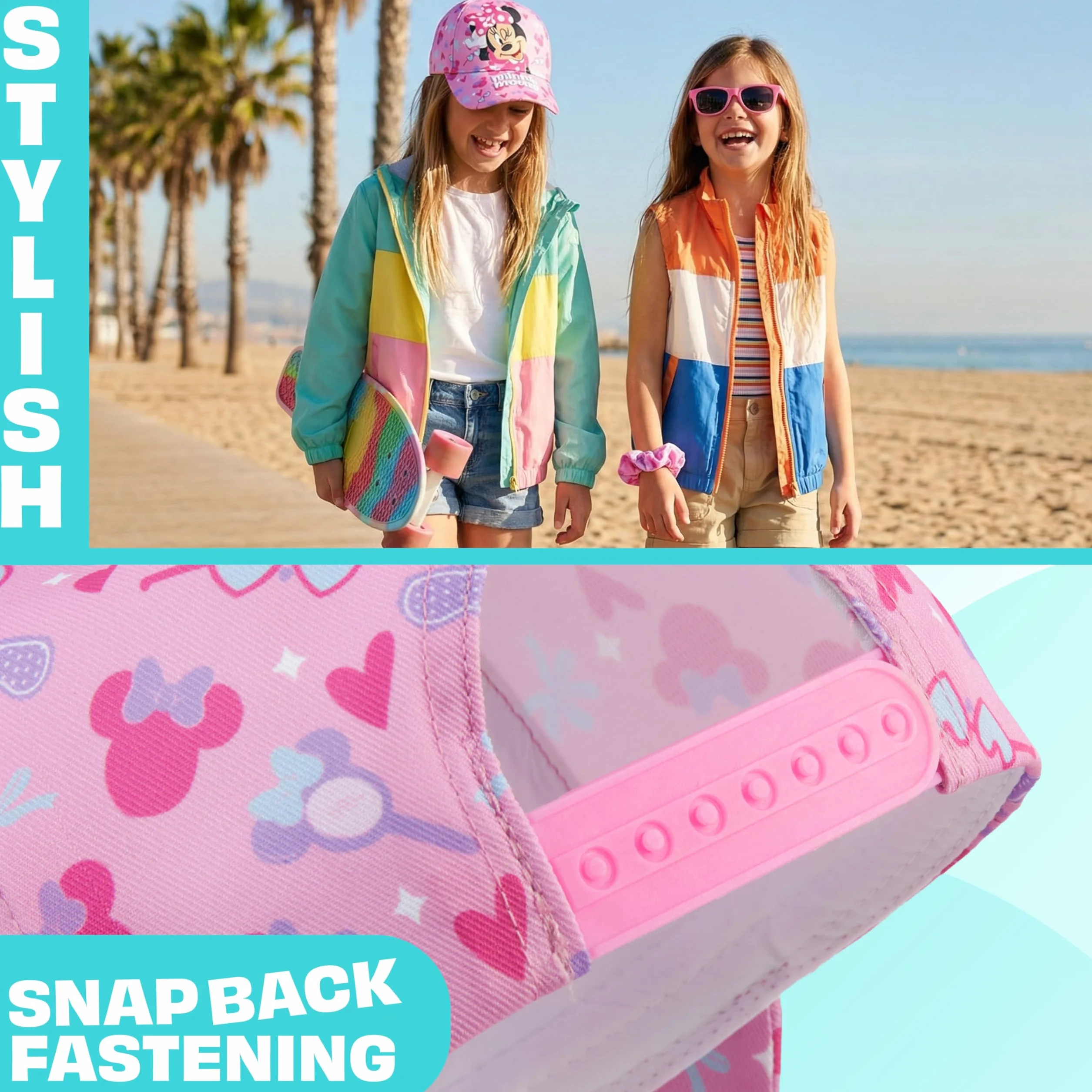 Gorra Niña con Gafas de Sol UV400 y Coletero Set Patrulla Canina Frozen Princesas Disney Minnie Mouse Barrio Sesamo
