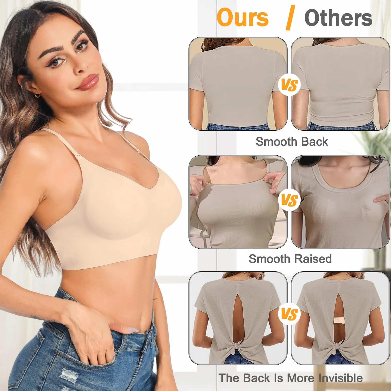 Sujetador Básico para Mujer sin Aros Push up con Tirantes Regulables Multi-Wear