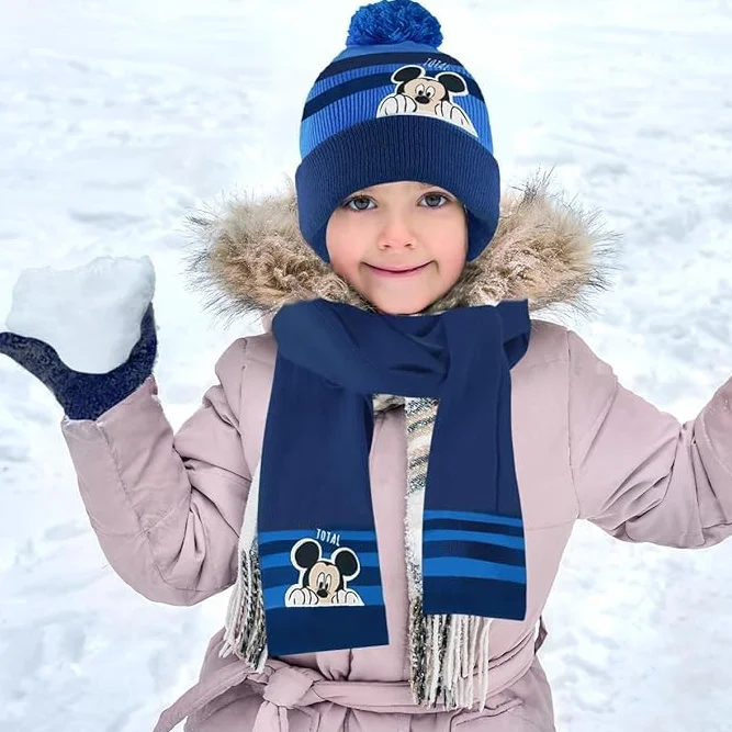 Set Guantes Niña Gorro Invierno Niño Bufanda Tejido de Punto