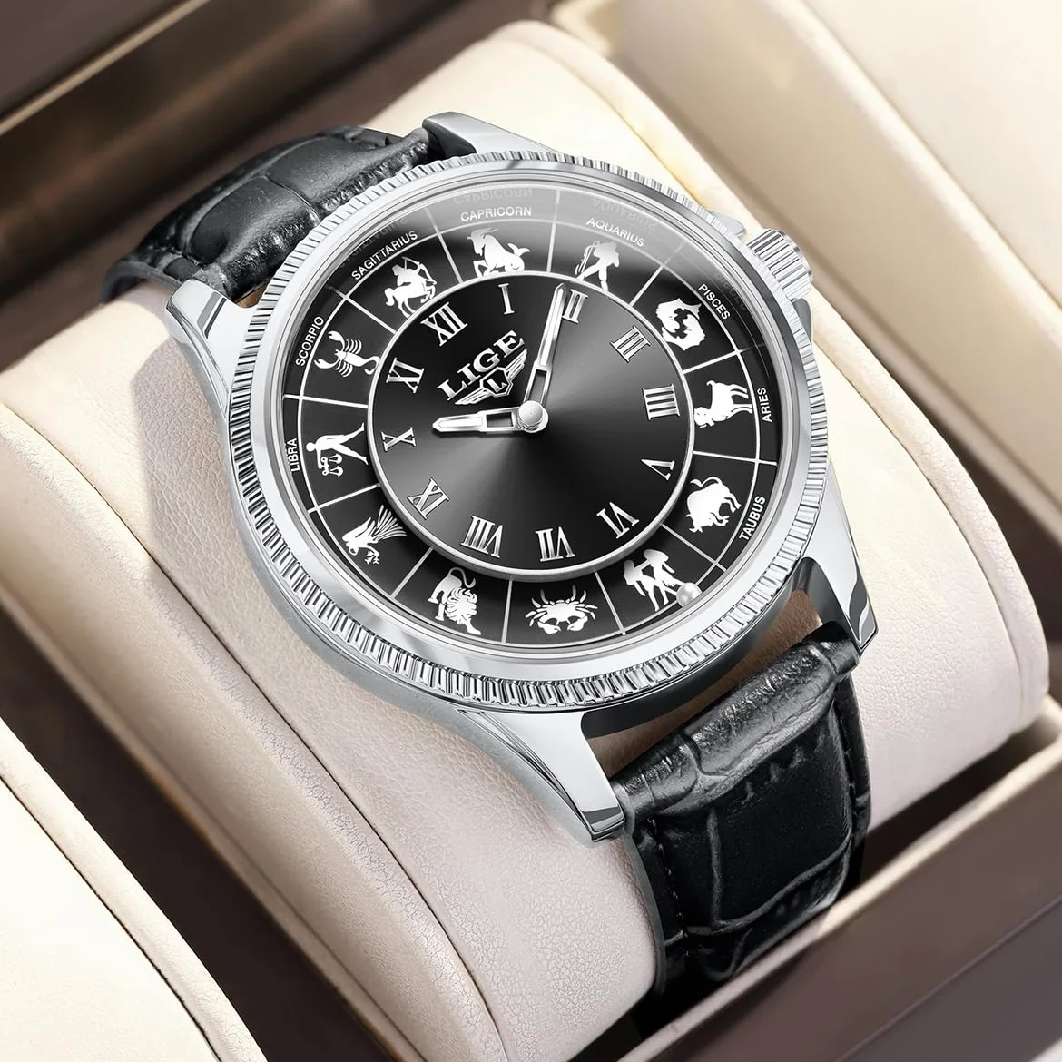 Reloj analógico de cuarzo para hombre, estilo ruleta, esfera grande de aleación de 45 mm, resistente al agua, correa de cuero, exquisita y duradera, relojes de pulsera para hombre