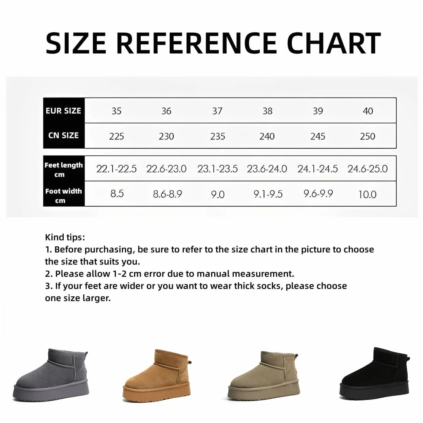 Women's Classic Ultra Mini Platform Fashion Boot Suede Leather Winter Anti-Slip Snow Boots