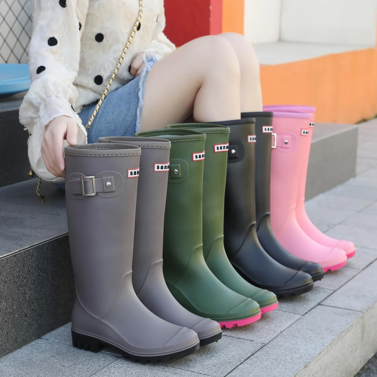 Botas de Agua Mujer Caucho PVC Zapatos de Trabajo