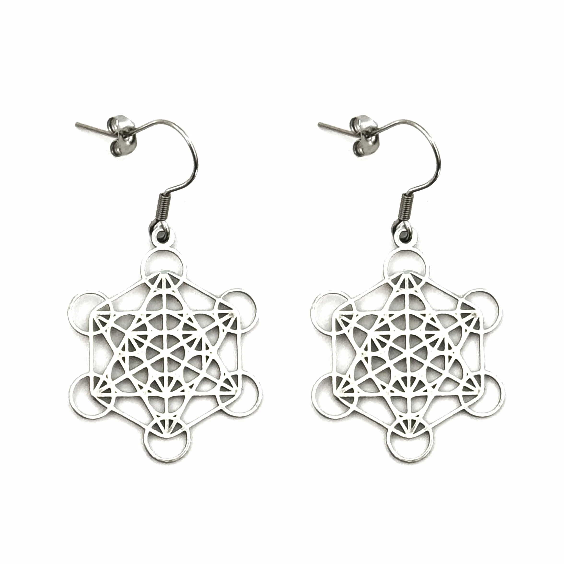 SIMBOLIKS Pendientes Metatron Geometría Sagrada Acero Inoxidable Amuleto Protección Energía Equilibrio Yoga Reiki Meditación