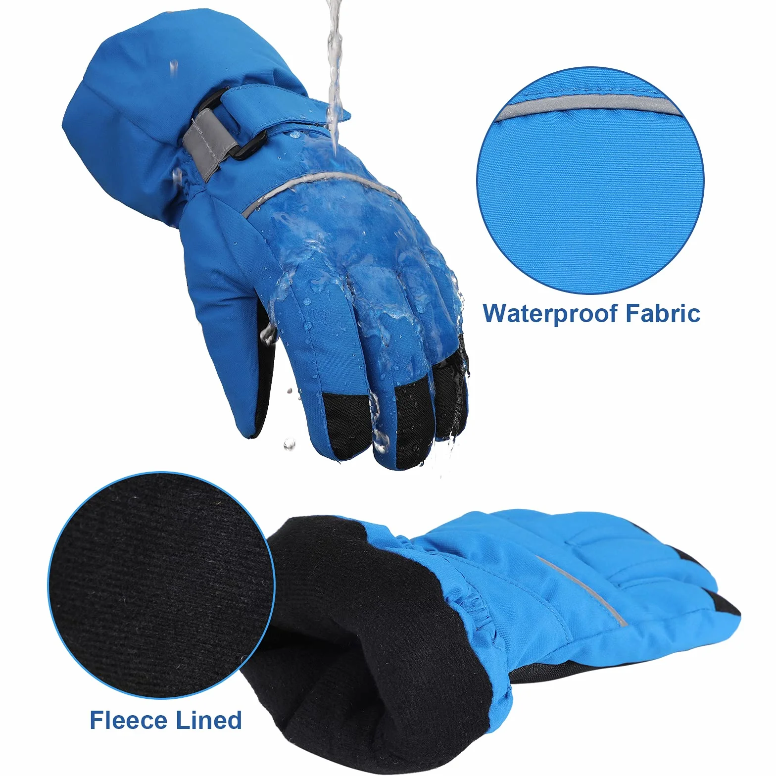 QKURT Guantes de Esquí para Niño, Manoplas Invierno Clima Frío 4-13 Años Trineo Snowboard Patinaje Ciclismo