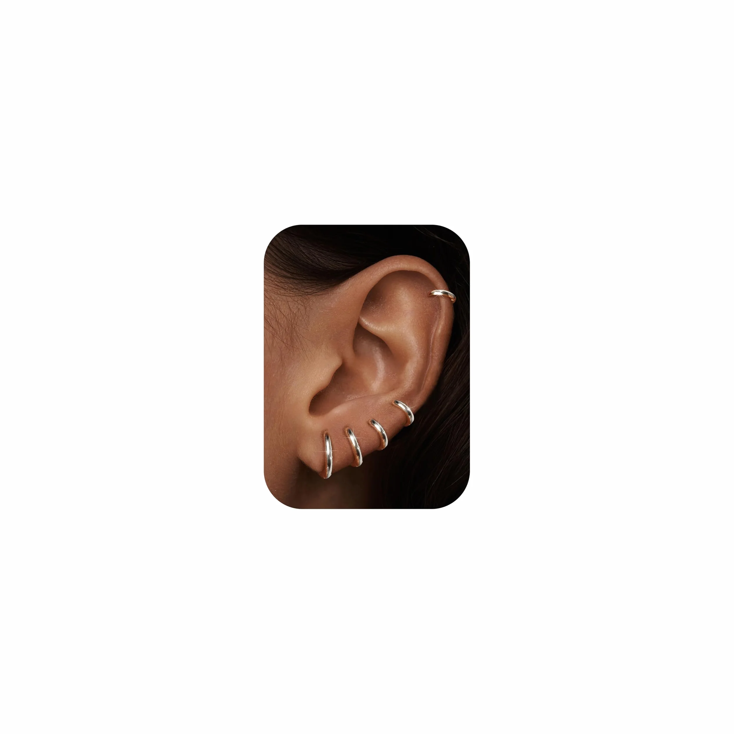 MILACOLATO Pendientes Aro Pequeños Acero Quirúrgico Huggie Cartílago Lóbulos Anillo Nariz Labio Daith Helix Piercing Joyas Hinged 6-10mm