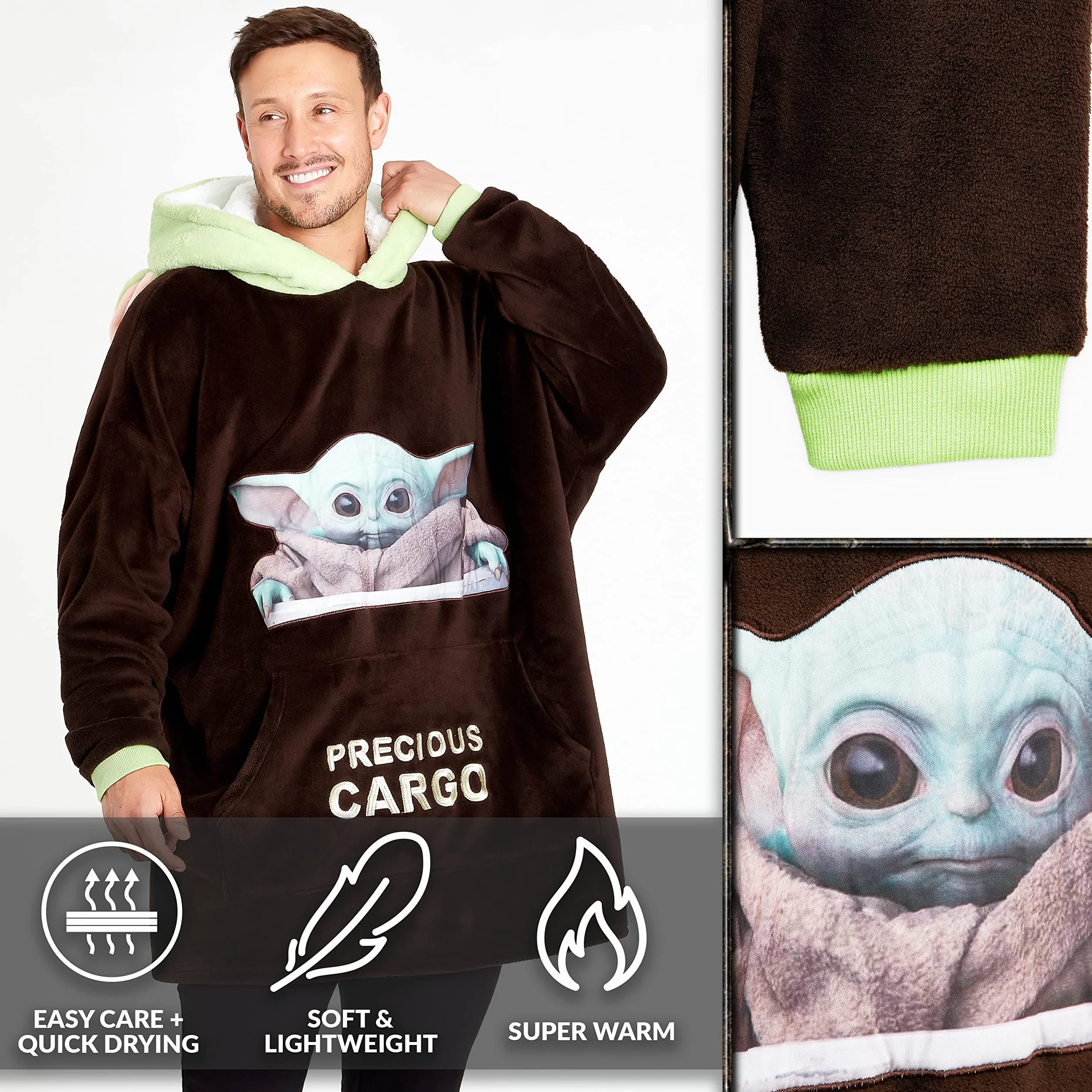Disney The Mandalorian Sudadera Manta Gigante Forro Polar Baby Yoda Marron Verde