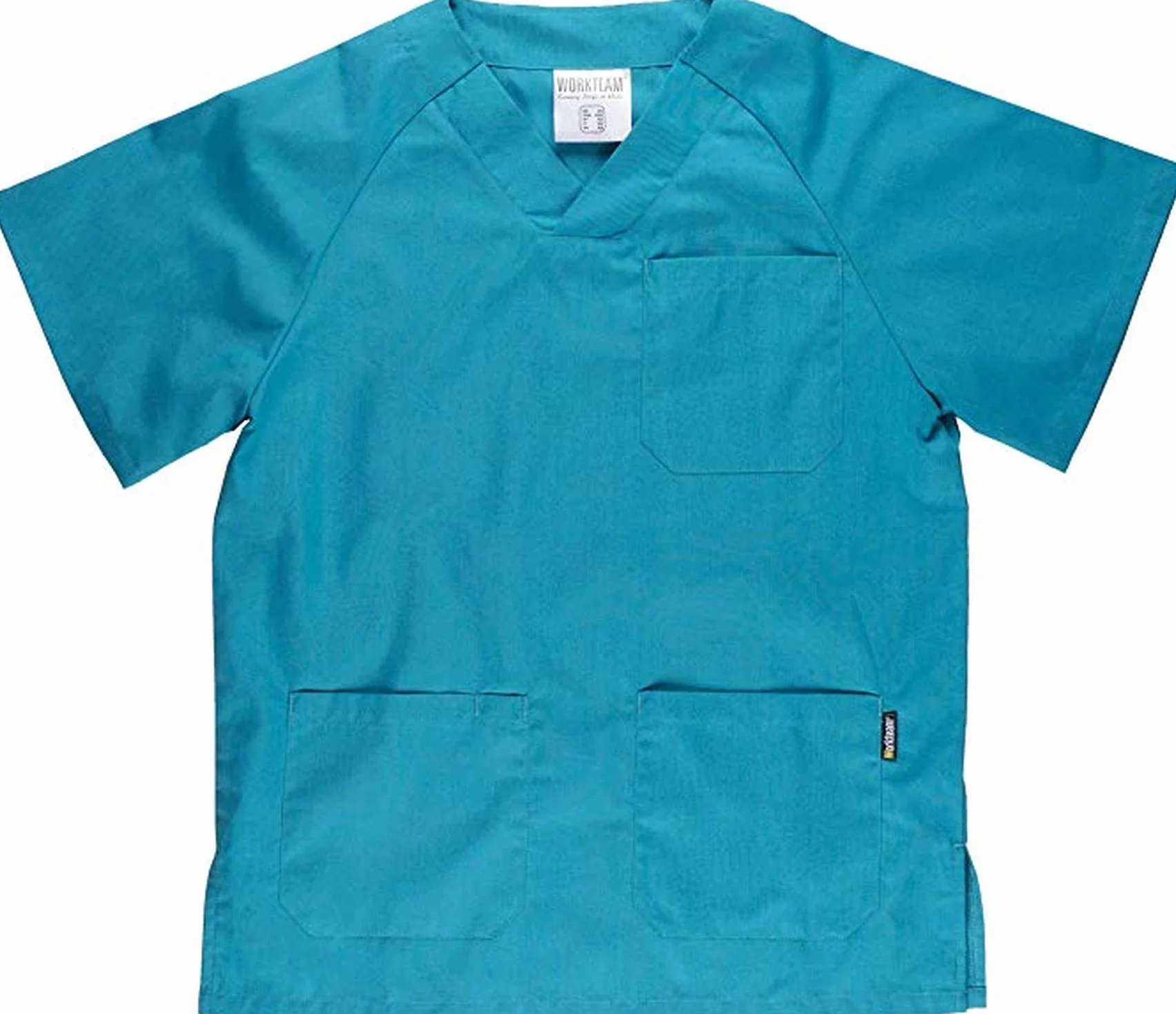 WORKTEAM Conjunto Sanitario Casaca y Pantalón Multibolsillos Cuello Pico Cintura Ajustable