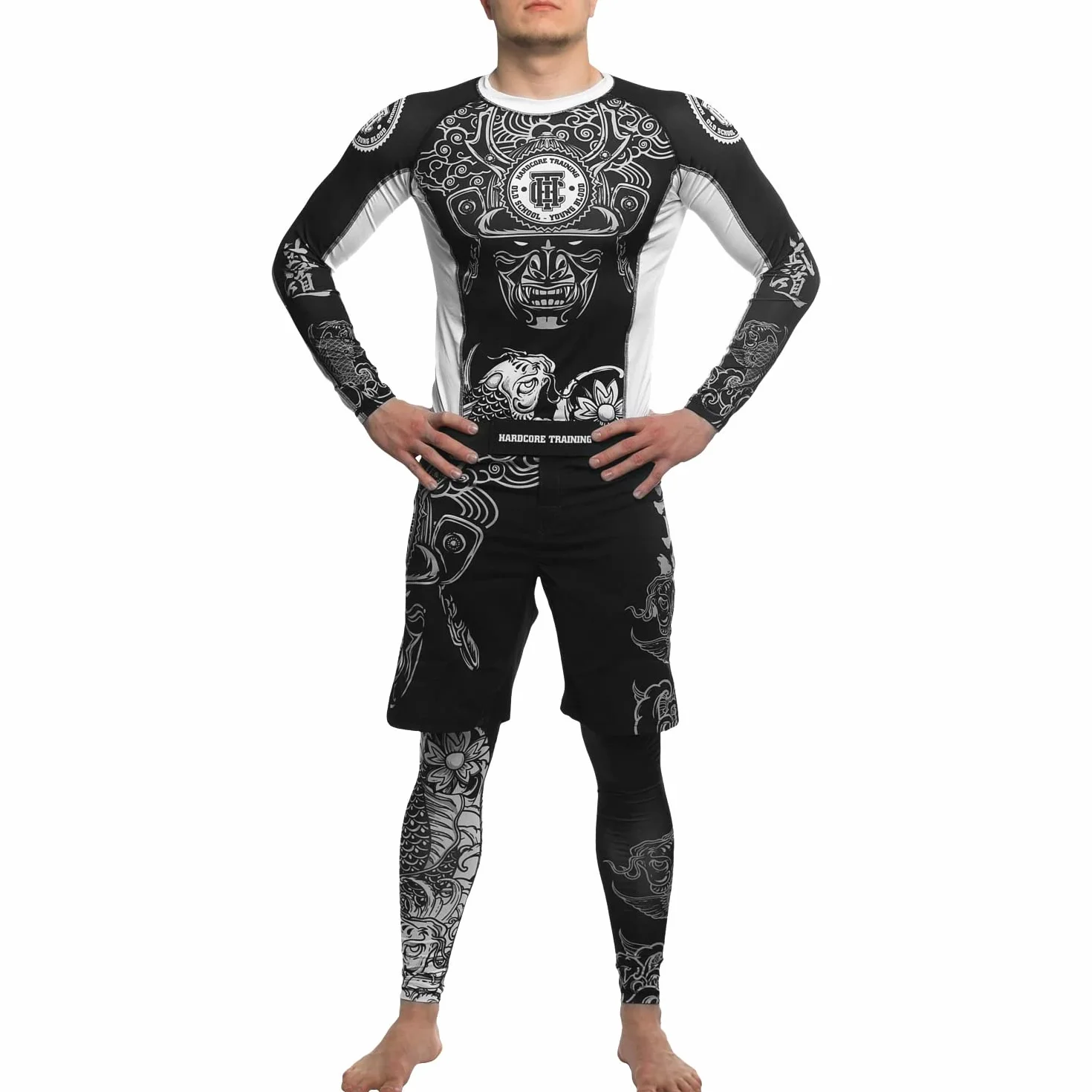 Hardcore Training Pantalones de Compresión Hombre Mallas Entrenamiento Artes Marciales Boxeo Correr MMA