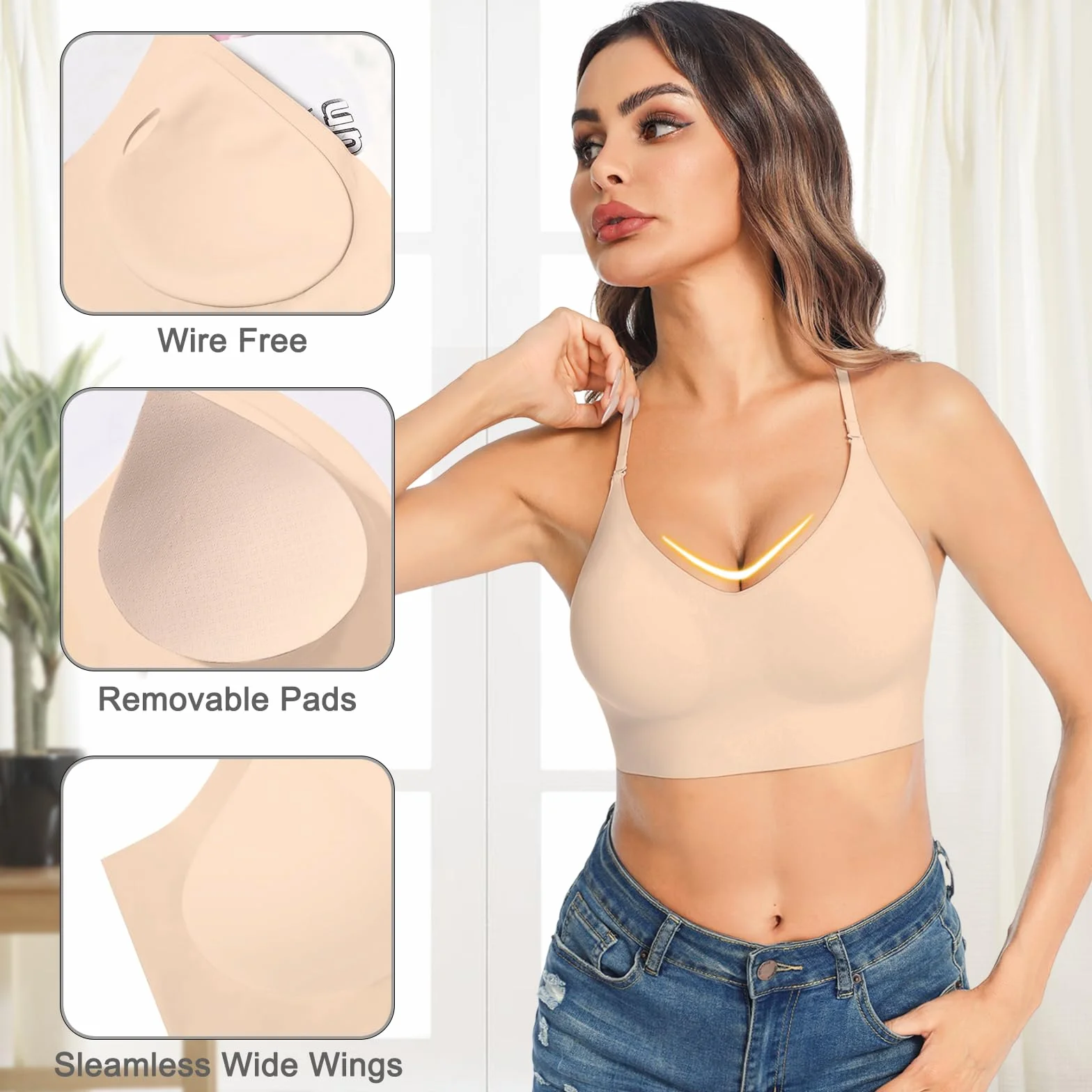Sujetador Básico para Mujer sin Aros Push up con Tirantes Regulables Multi-Wear