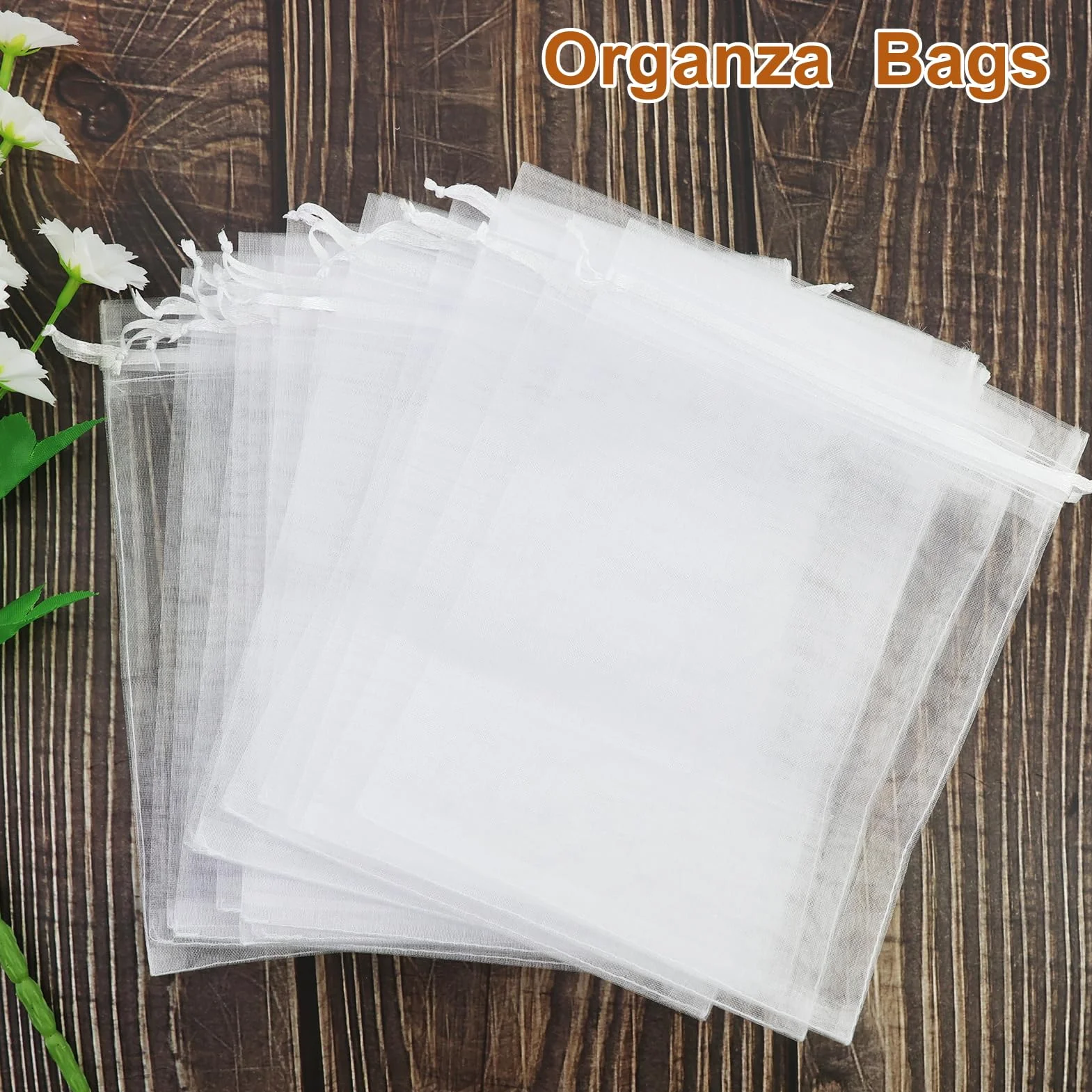 Bolsas de organza blancas con cordón, 20 unidades, 15 x 20 cm, uvas, bolsas de regalo para joyas, dulces