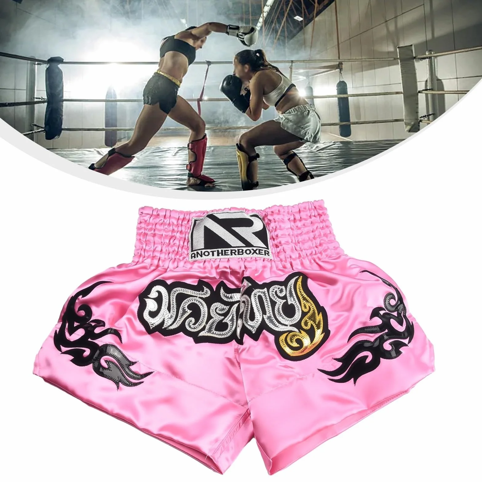 Pantalones cortos de boxeo para mujer Oniissy Anotherboxer, artes marciales mixtas, Muay Thai, rosa