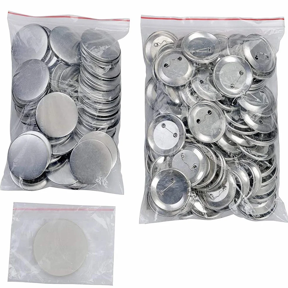 100 Consumibles Chapas para Hacer con Alfiler 38 mm y Plástico Protector para Máquinas B150 F300 B500 B700