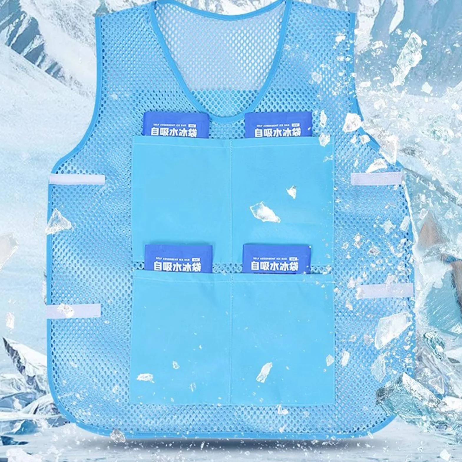 Chaleco de refrigeración con 8 paquetes de hielo, enfriamiento rápido para verano, deportes, viajes y trabajo