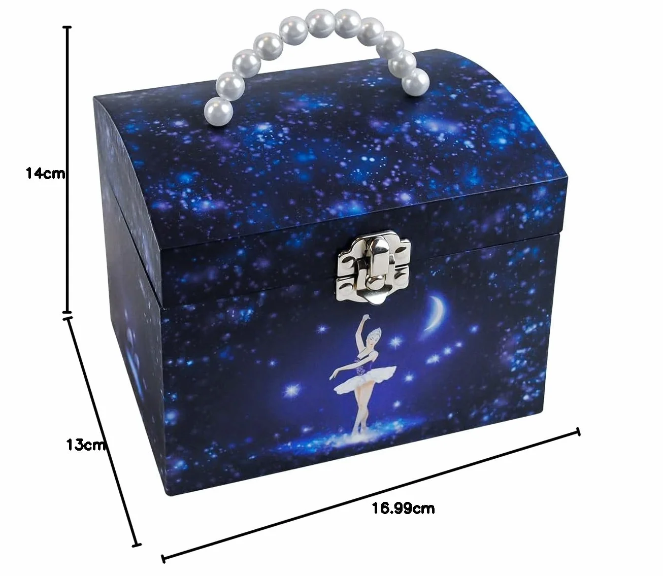 TROUSSELIER Gran Caja de Joyería Musical Fosforescente Bailarina Estrella Vanity Case Azul Marino