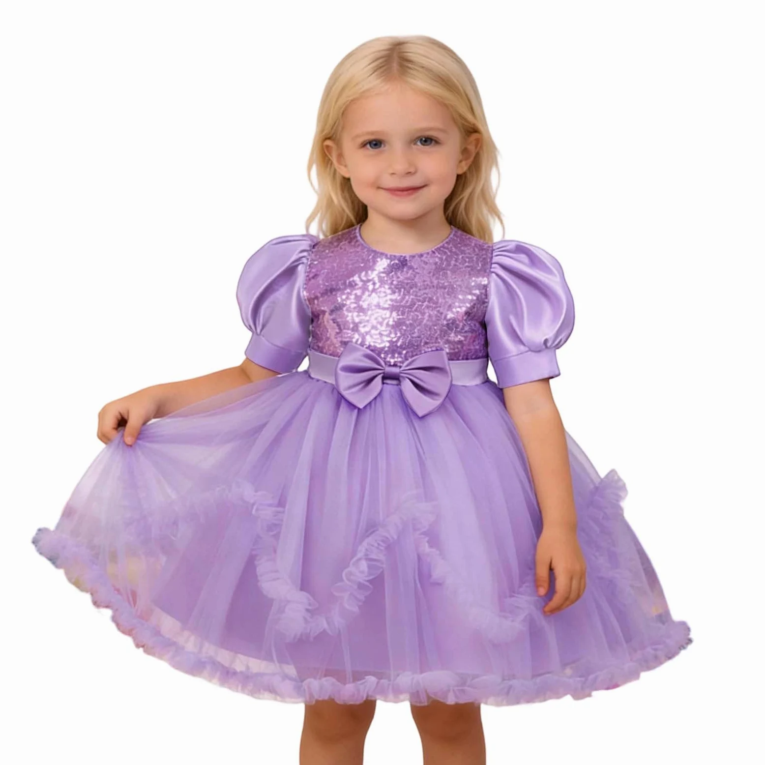 Genérico Tutu Ballet Niña Tutu Niña Falda Fin de Semana Casual Vestido Tutú con Lazo Y Malla Brillante, Tutú Elegante con Capas Ideales para Cumpleaños, Concursos Y Celebraciones Especiales