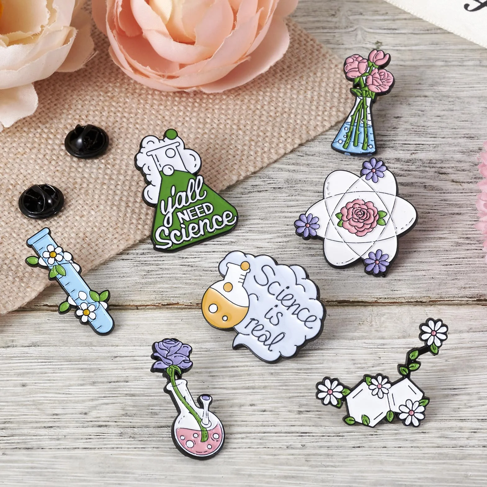 Pandahall Alloy Enamel Brooches Lapel Pin Set