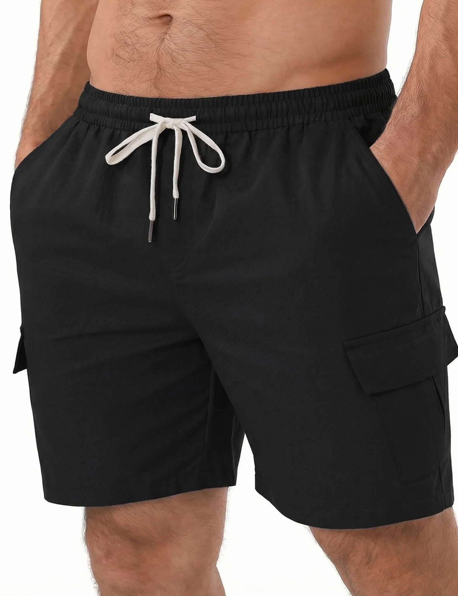 iClosam Pantalones Cortos Cargo Hombre Cintura Elástica Corte Recto Algodón Transpirable XS-3XL
