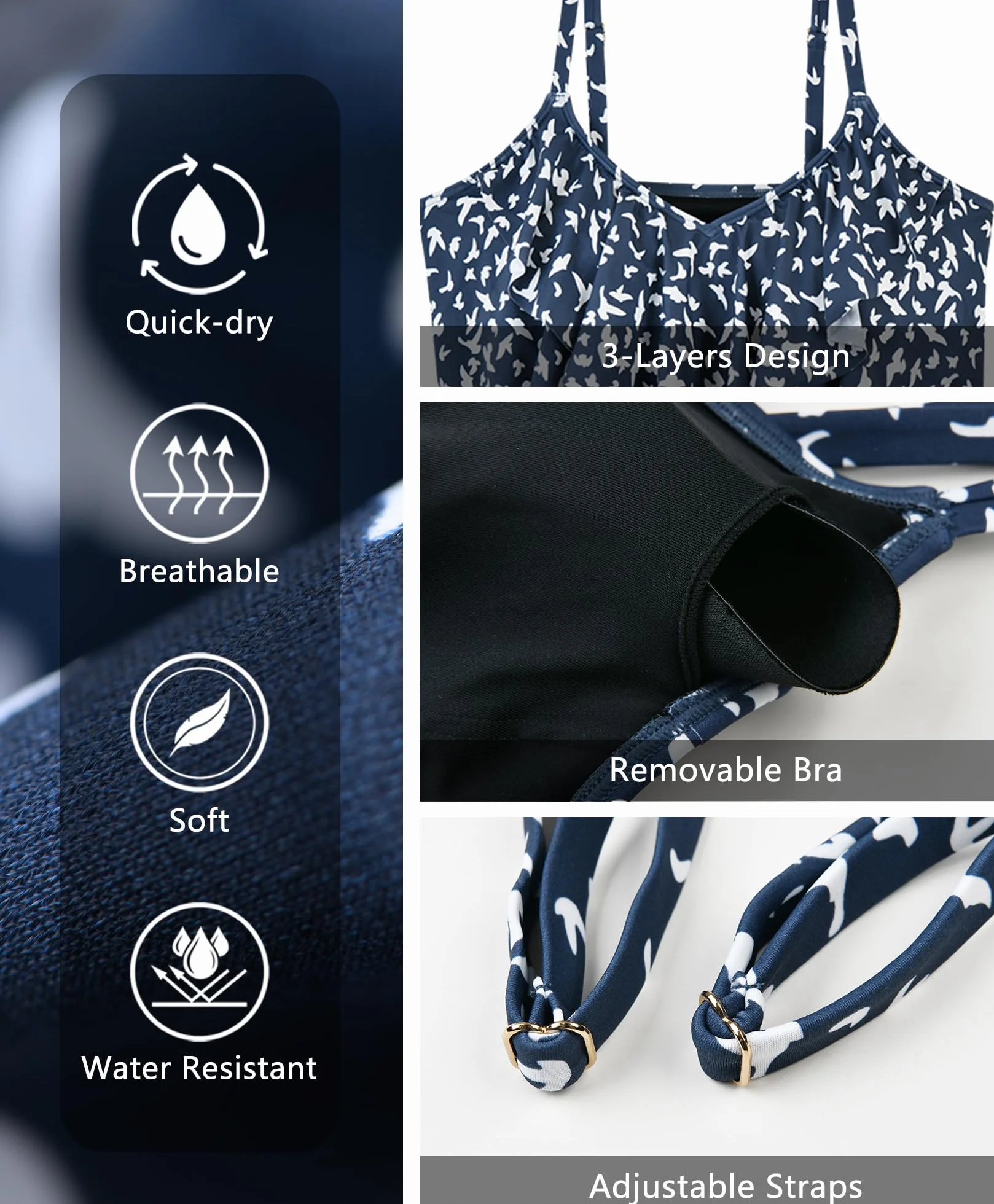 WIN.MAX Tankini para Mujer Cintura Alta Volante con Volantes Talla Grande