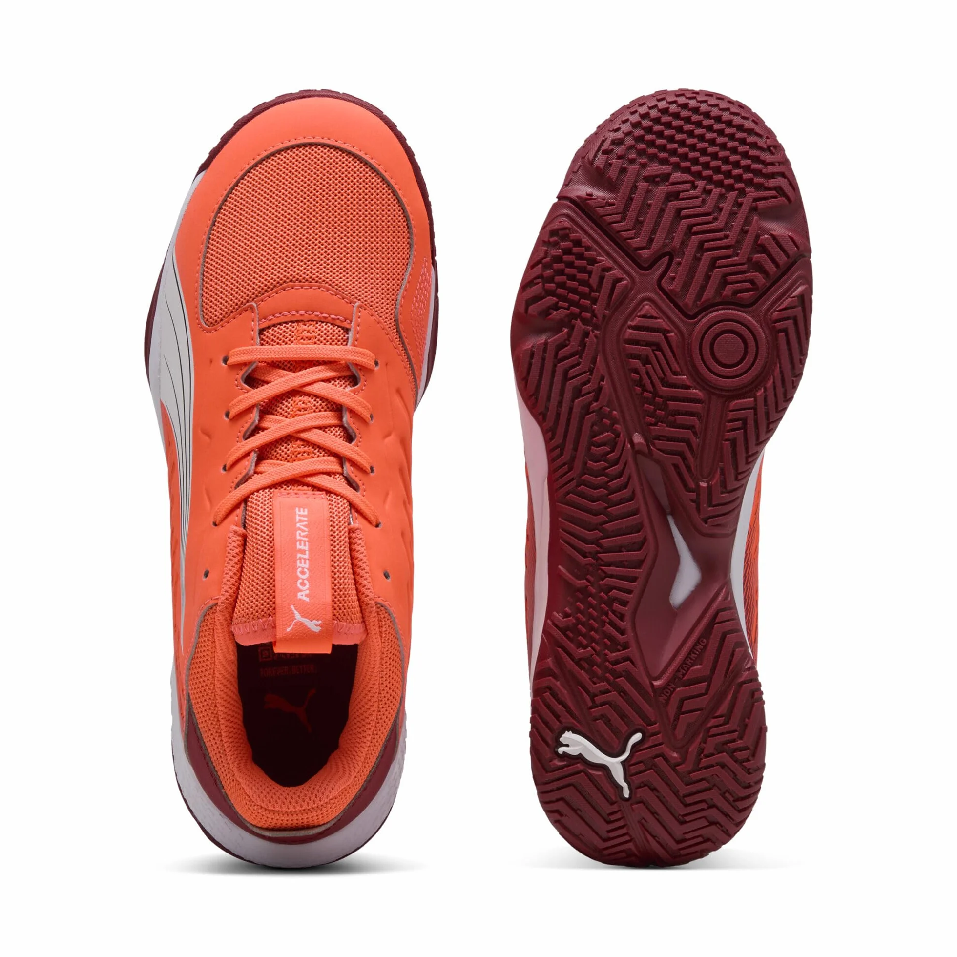 PUMA Accelerate Niños Zapatillas de Balonmano 38.5 Glowing Red White Dark Crimson Black