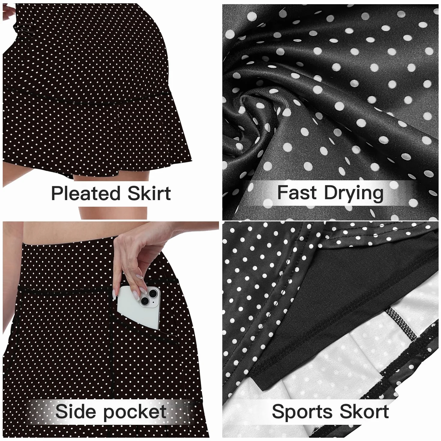 WOWENY Falda Pantalon Mujer Deporte Padel Cortas con Bolsillos Skorts Golf Plisada Respirable para Caminata Bádminton Verano