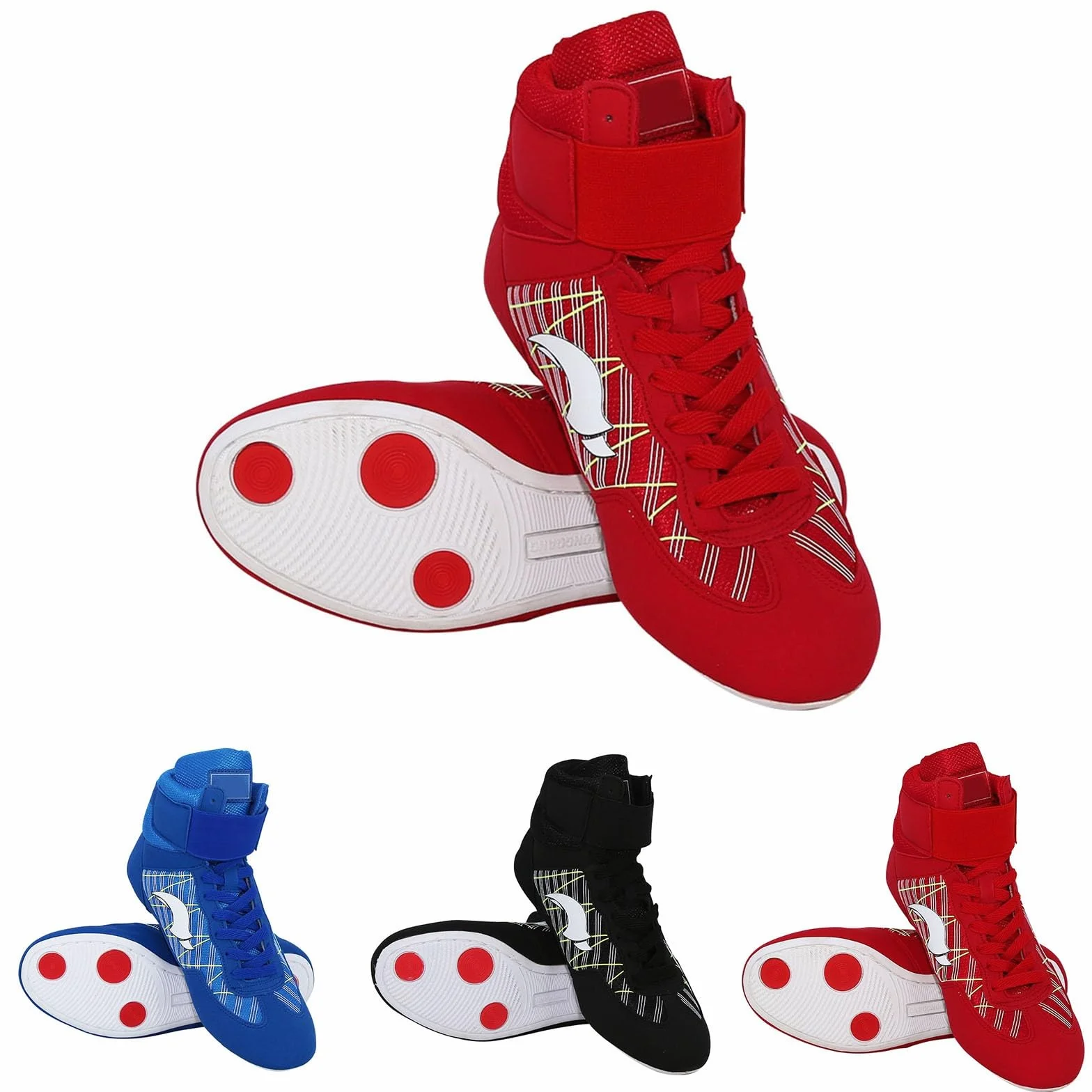 Zapatillas de boxeo transpirables para niños, zapatos de entrenamiento de lucha libre, botas largas de competición