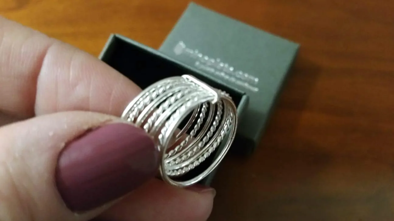 Anillo semanario de Plata de Ley 925 Talla 19 la Sortija para la Mujer Elegante