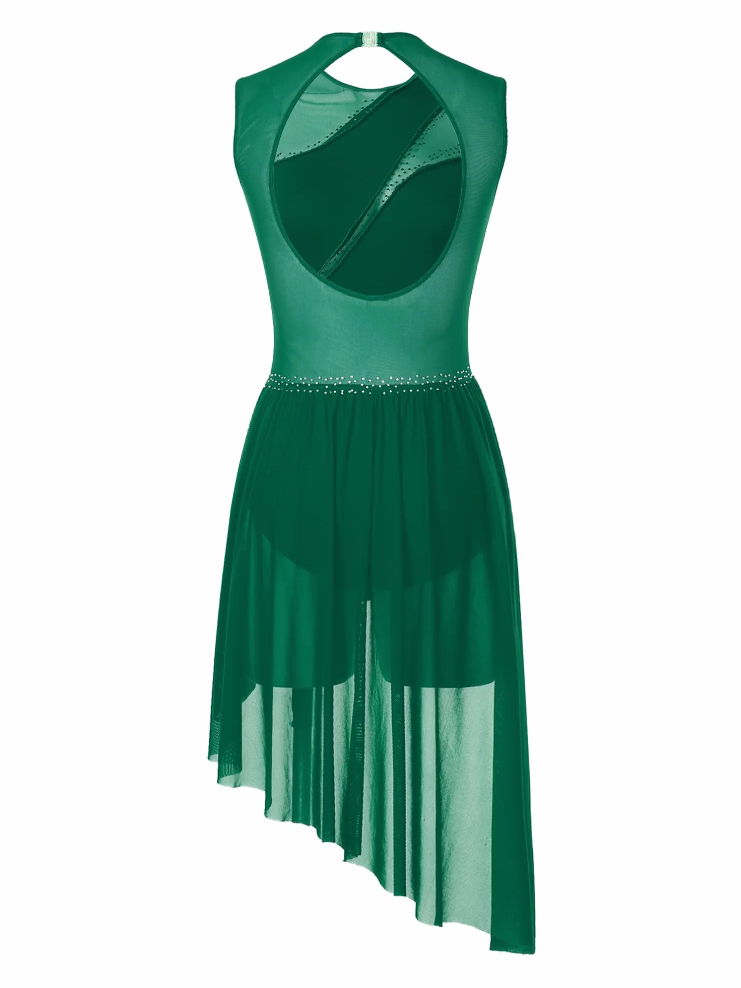 Vestido de Patinaje Mujer Maillot Artístico con Falda sin Mangas Brillante