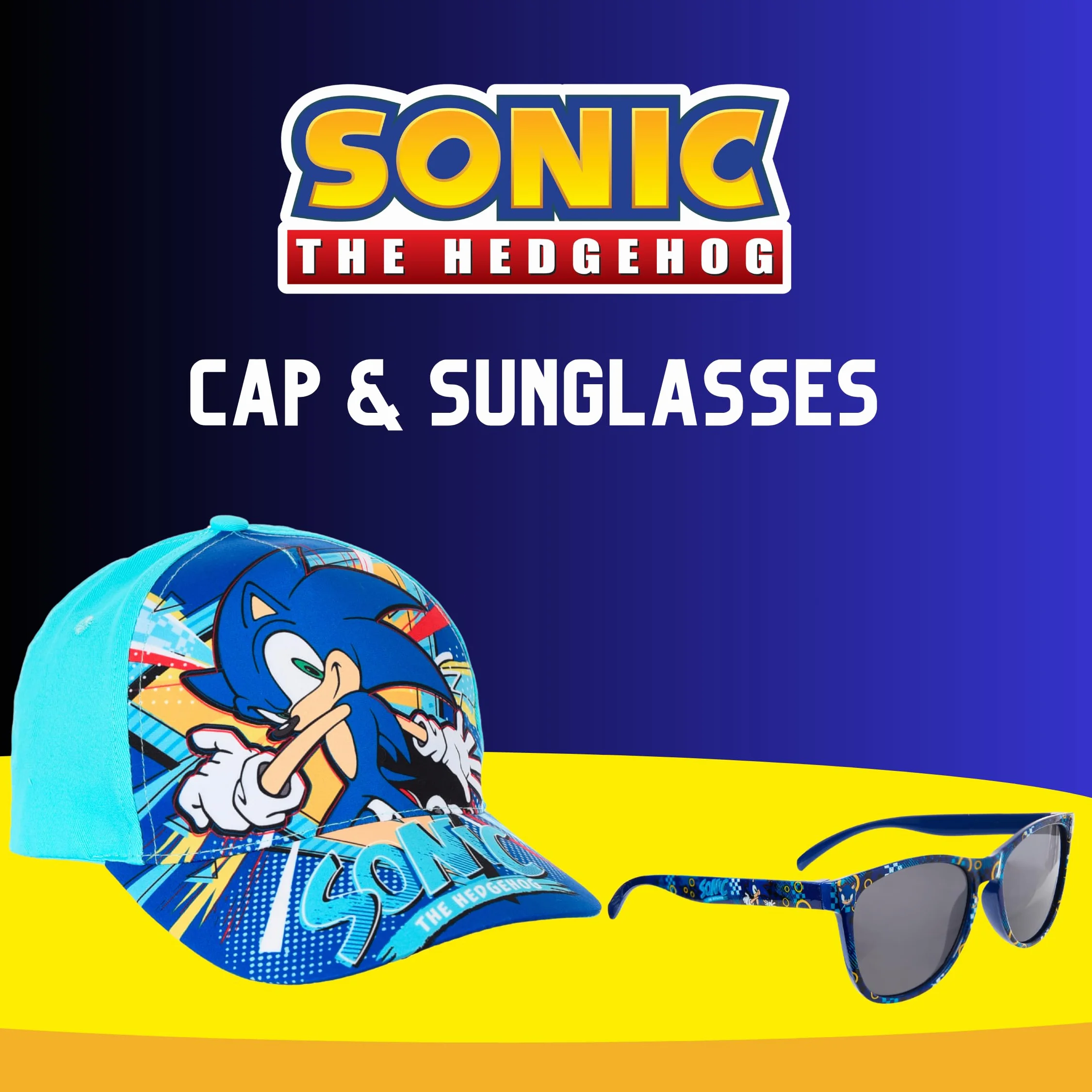 Sonic The Hedgehog Gorra y Gafas de Sol para Niños Protección UV Verano
