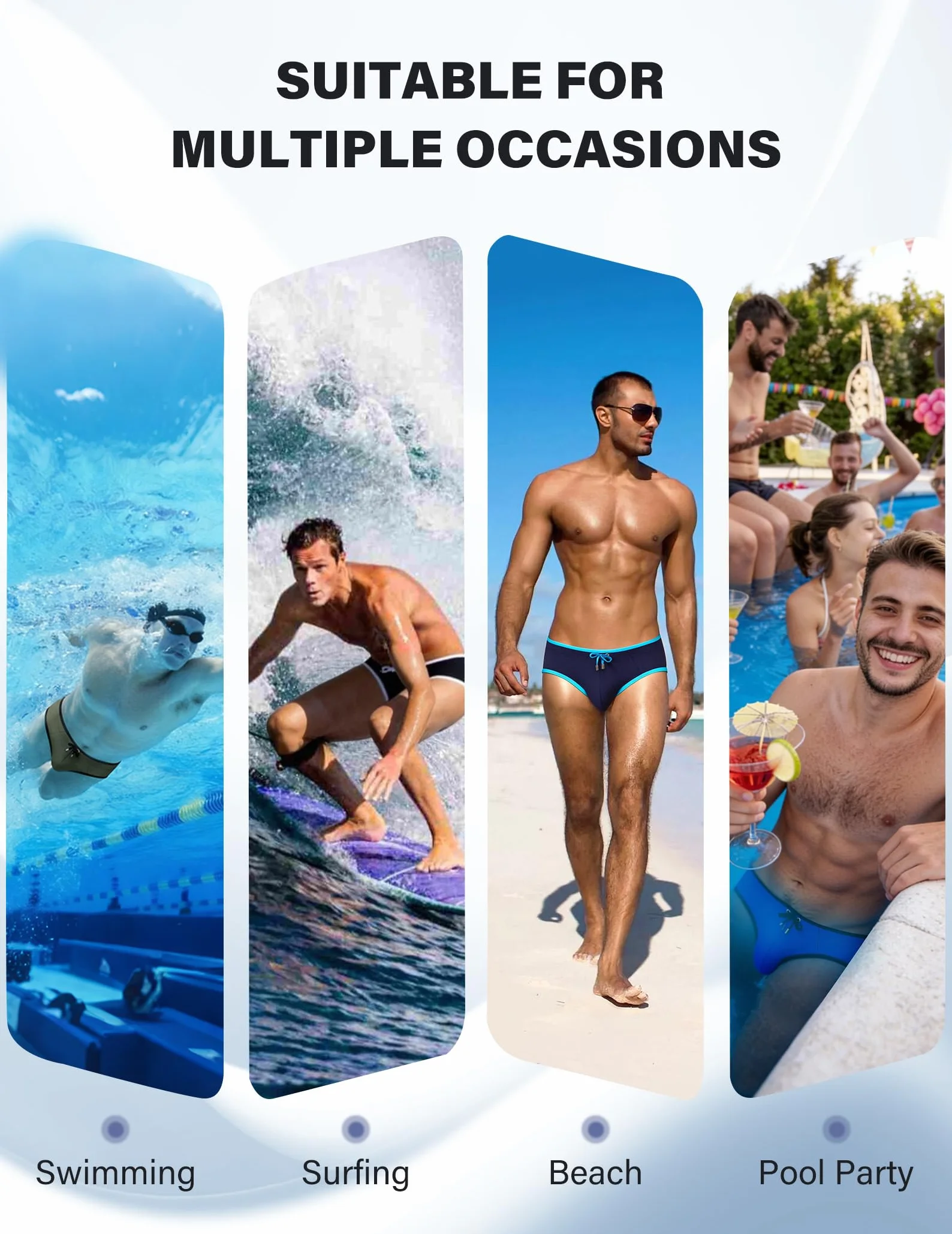 Arjen Kroos Bañador Hombre Slip Rayado con Bolsa 3D - Traje de Baño Ajustable para Piscina y Playa