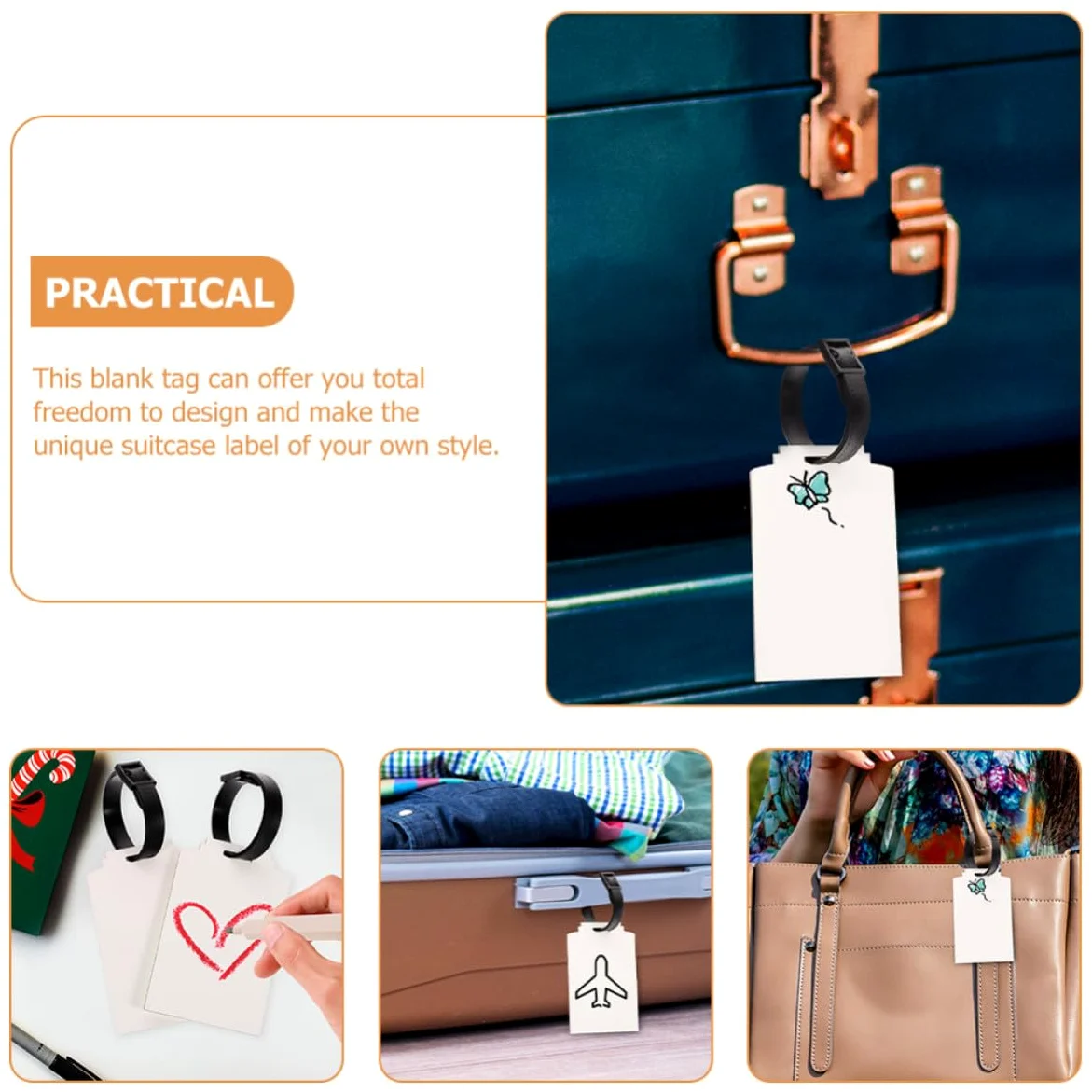 CRAFTHROU 30 Etiquetas de Equipaje en Blanco para Maletas y Bolsos, Material de Tablero de Densidad, Fácil de Llevar Viajes de Negocios o Vacaciones