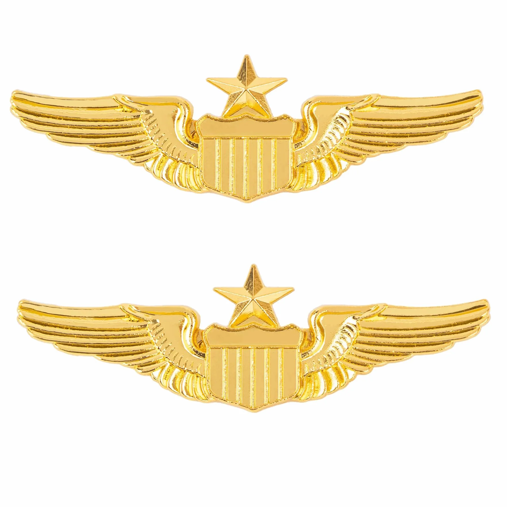 Metal Aviator Wings Pin, Senior Pilot Wing Gold Badge for Professional Uniform Cosplay