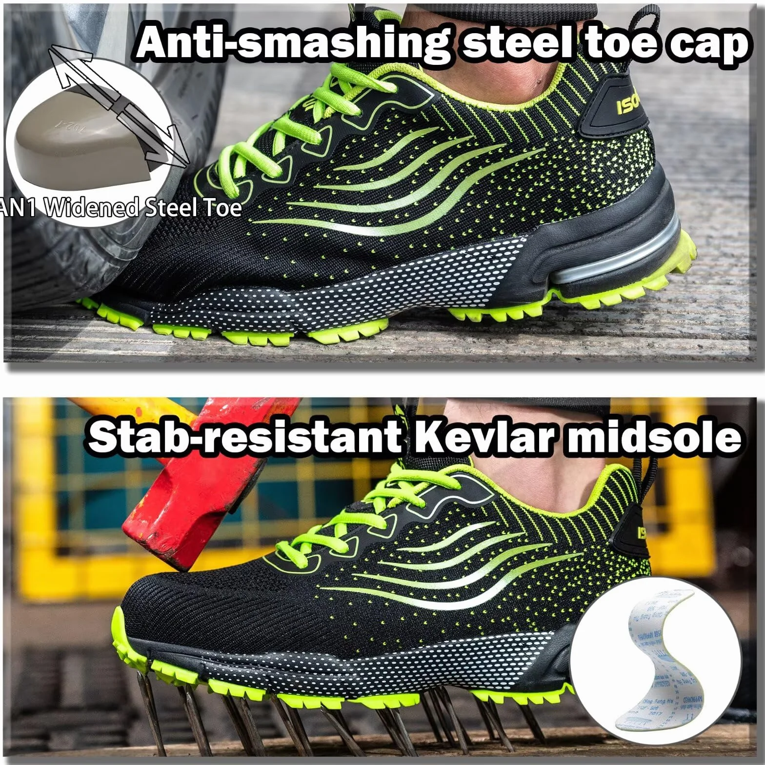 ISOOUS Zapatos de Seguridad Hombre Mujer Calzado de Trabajo Punta de Acero Transpirable Anti-pinchazos