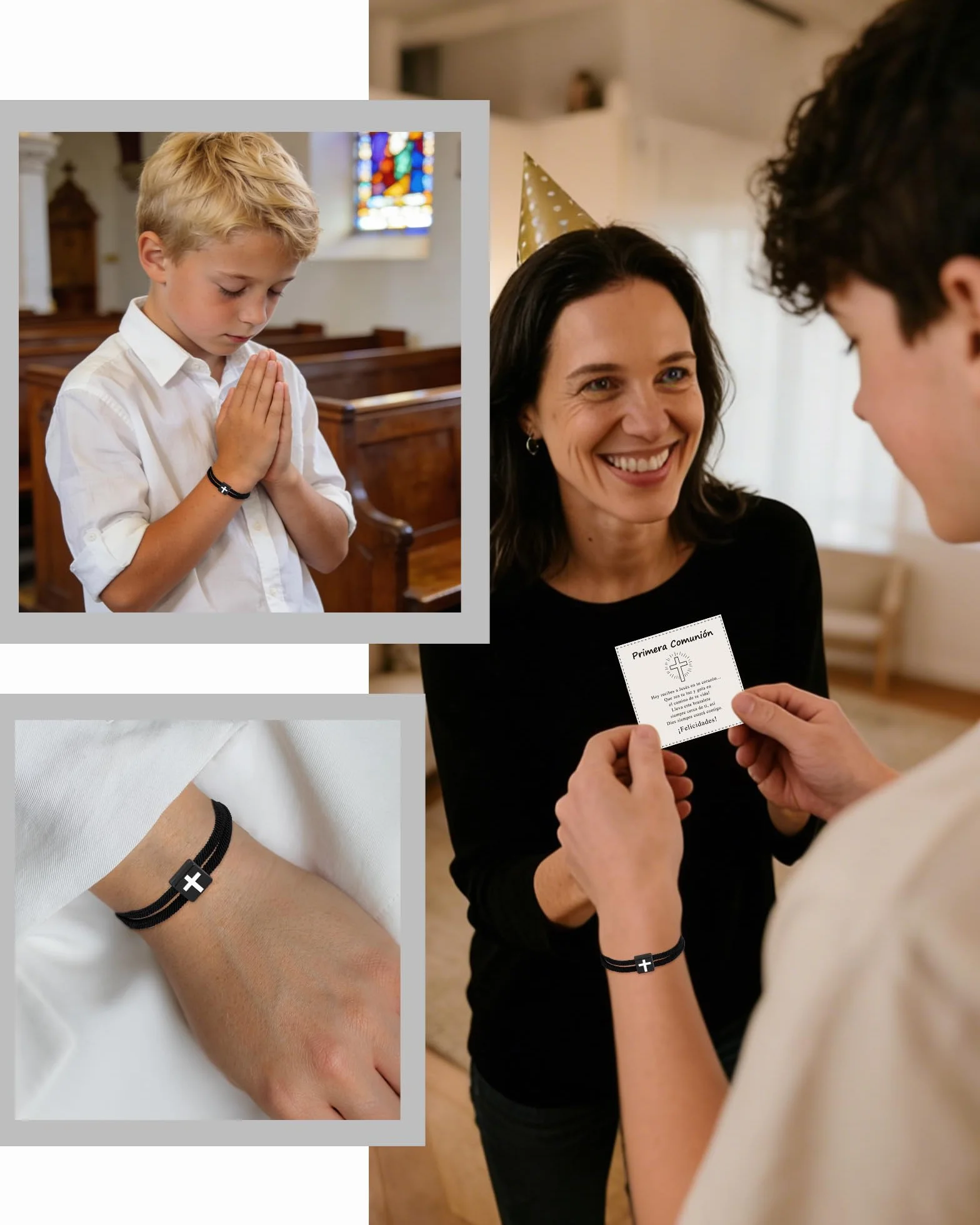 VGWON Pulsera Comunión Cruz Niño Joya Cristiana Bautizo Confirmación