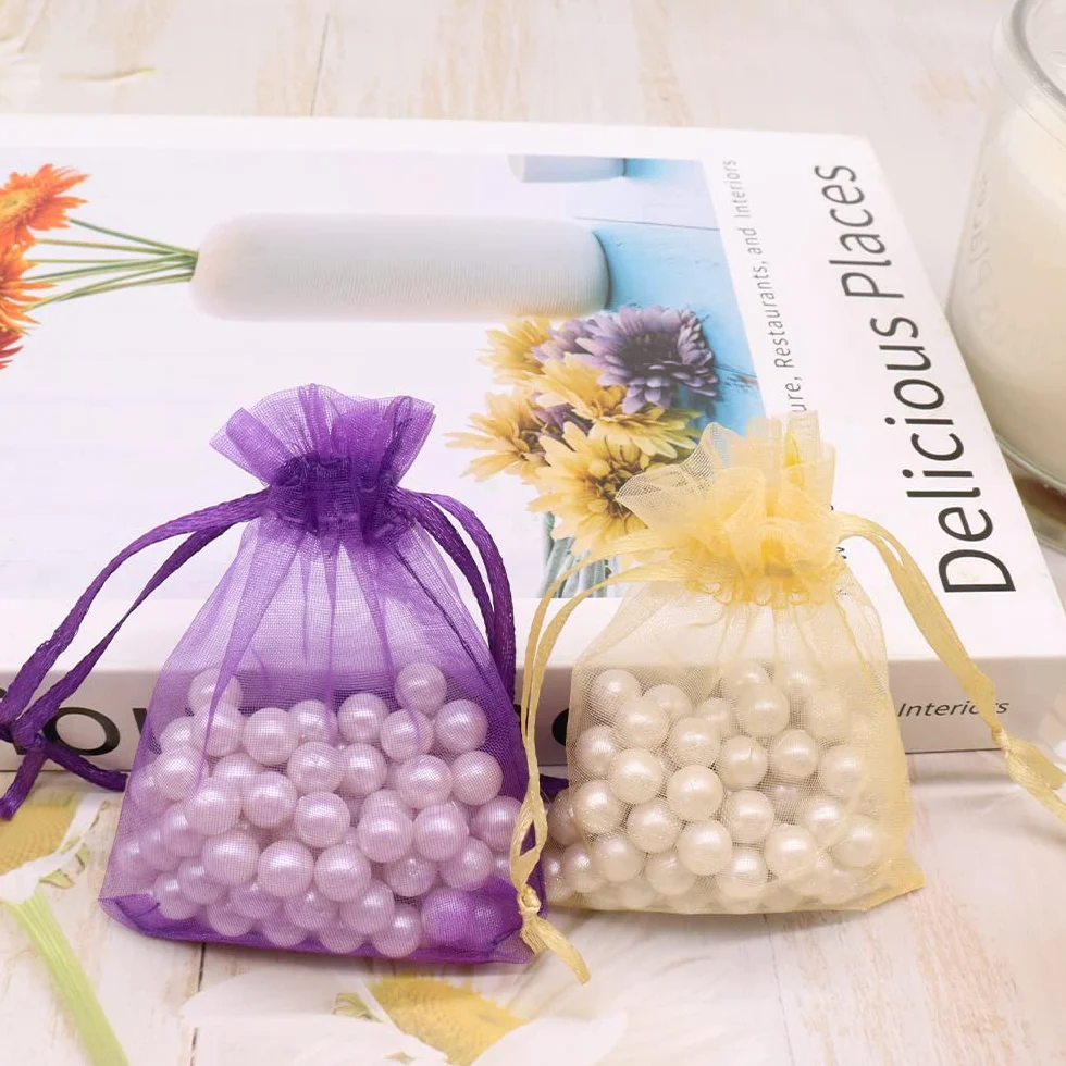 Bolsa de Organza Morado oscuro 7x9cm 100PCS Leeyunbee para Regalo Joyas Dulces