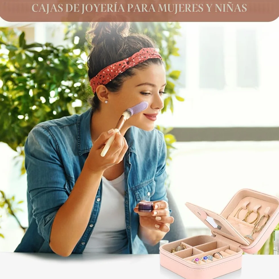 Joyero de Viaje con Monograma y Espejo, Regalo para Mujer