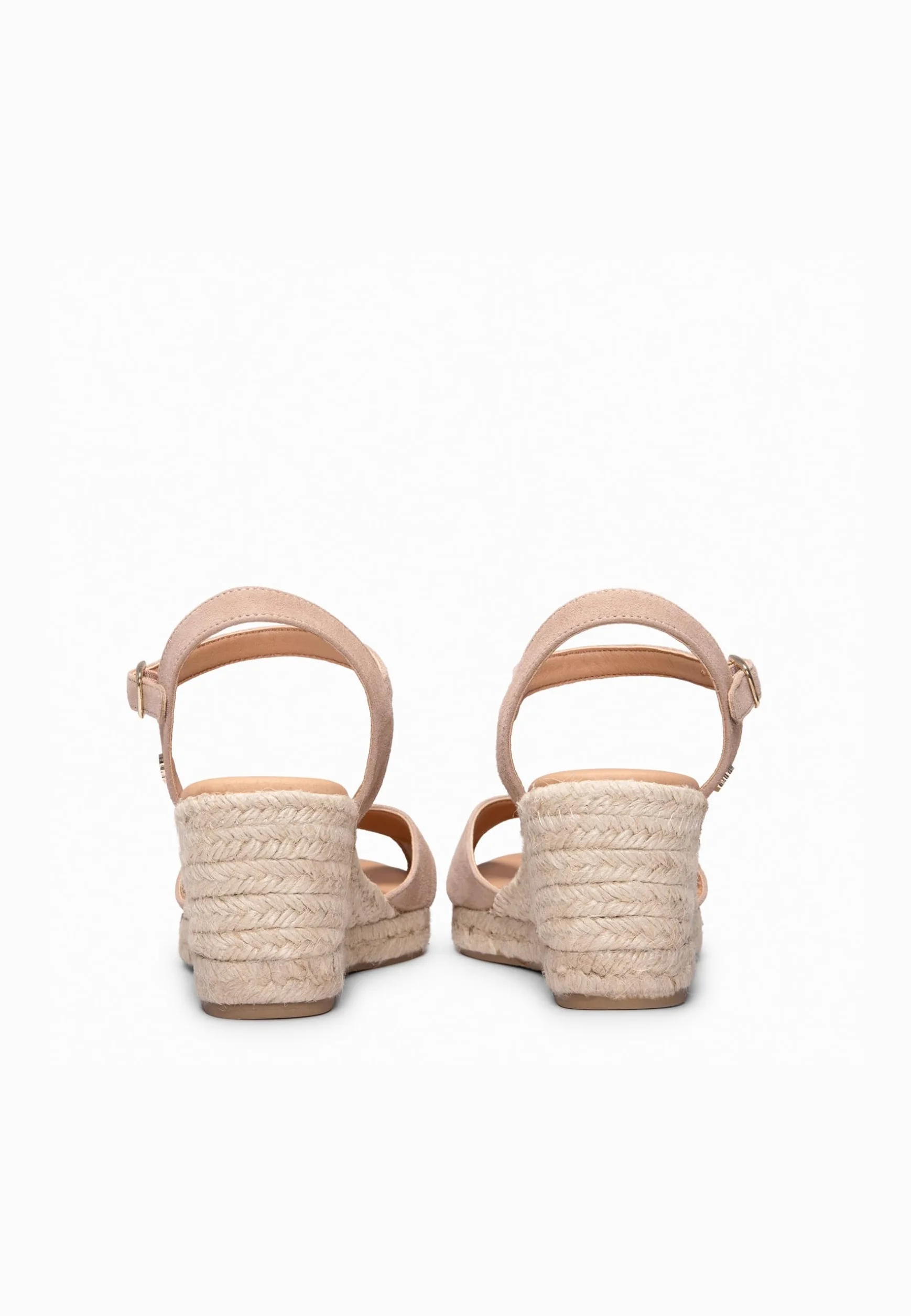 Sandalias con cuña de Esparto con Tiras Cruzadas de Piel y Plantilla de Gel Hecho en España