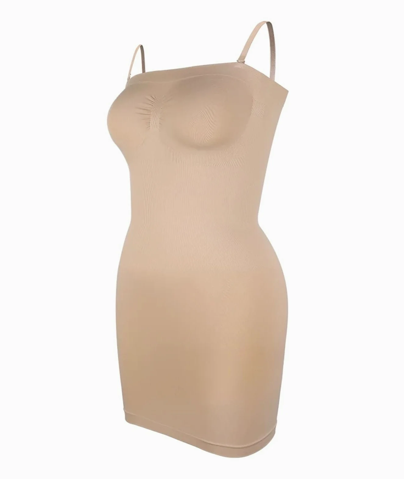 HLTYGWX Vestidos de Control Fajas sin Tirantes para Mujer Slips completos para Debajo de los Vestidos Contracción del Vientre Invisible Control de la Barriga Vestido Corporal Adelgazante (Beige, S)