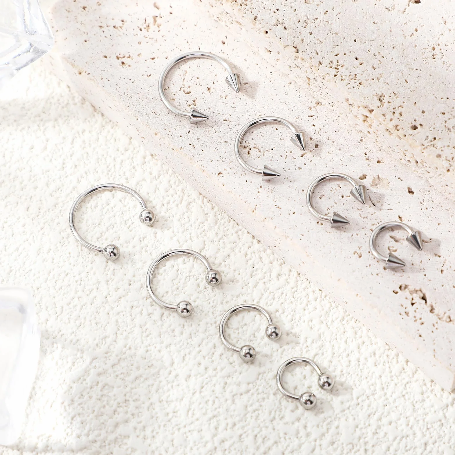 Piercings de Nariz de Acero Inoxidable 16G Bisagra Sin Costuras Herradura Joyería Cartílago Labios