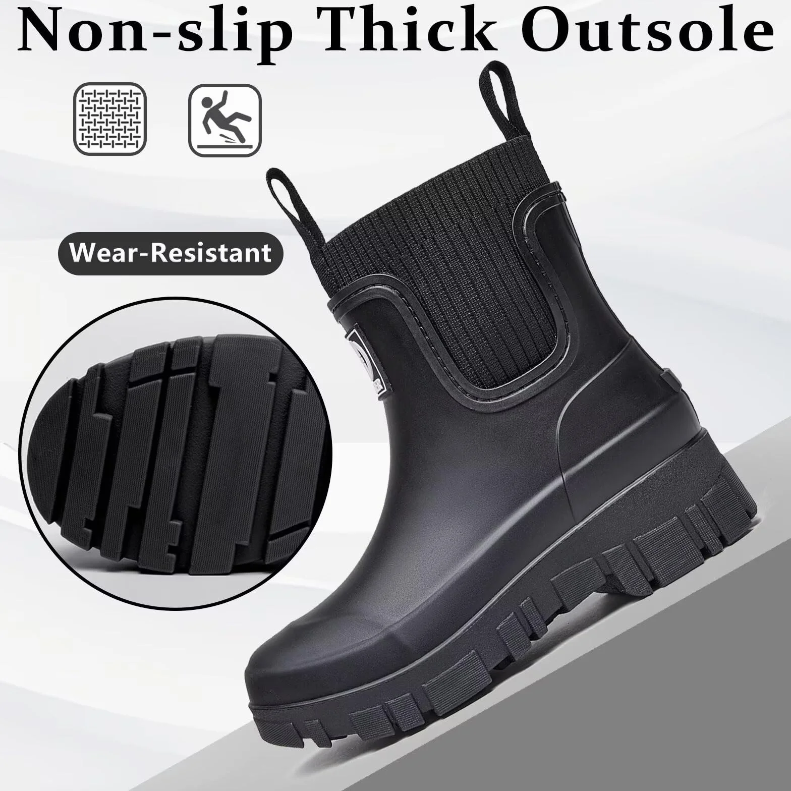 Botas de Agua Mujer Chelsea Impermeable Wellington Botines de Goma