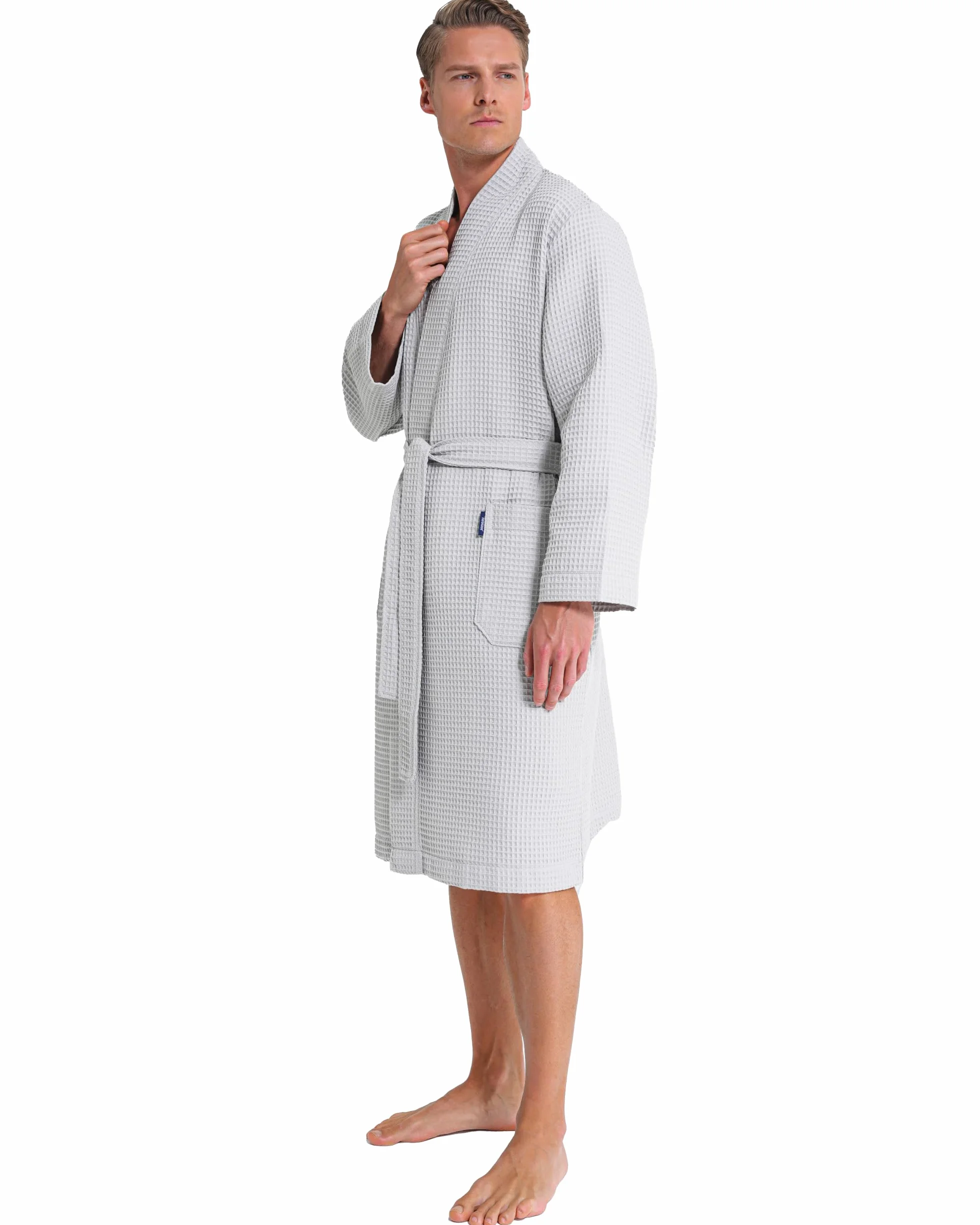 Twinzen - Albornoz Hombre Nido De Abeja - 100% Algodón Batas de Casa Hombre Ligera, Suave y Absorbente